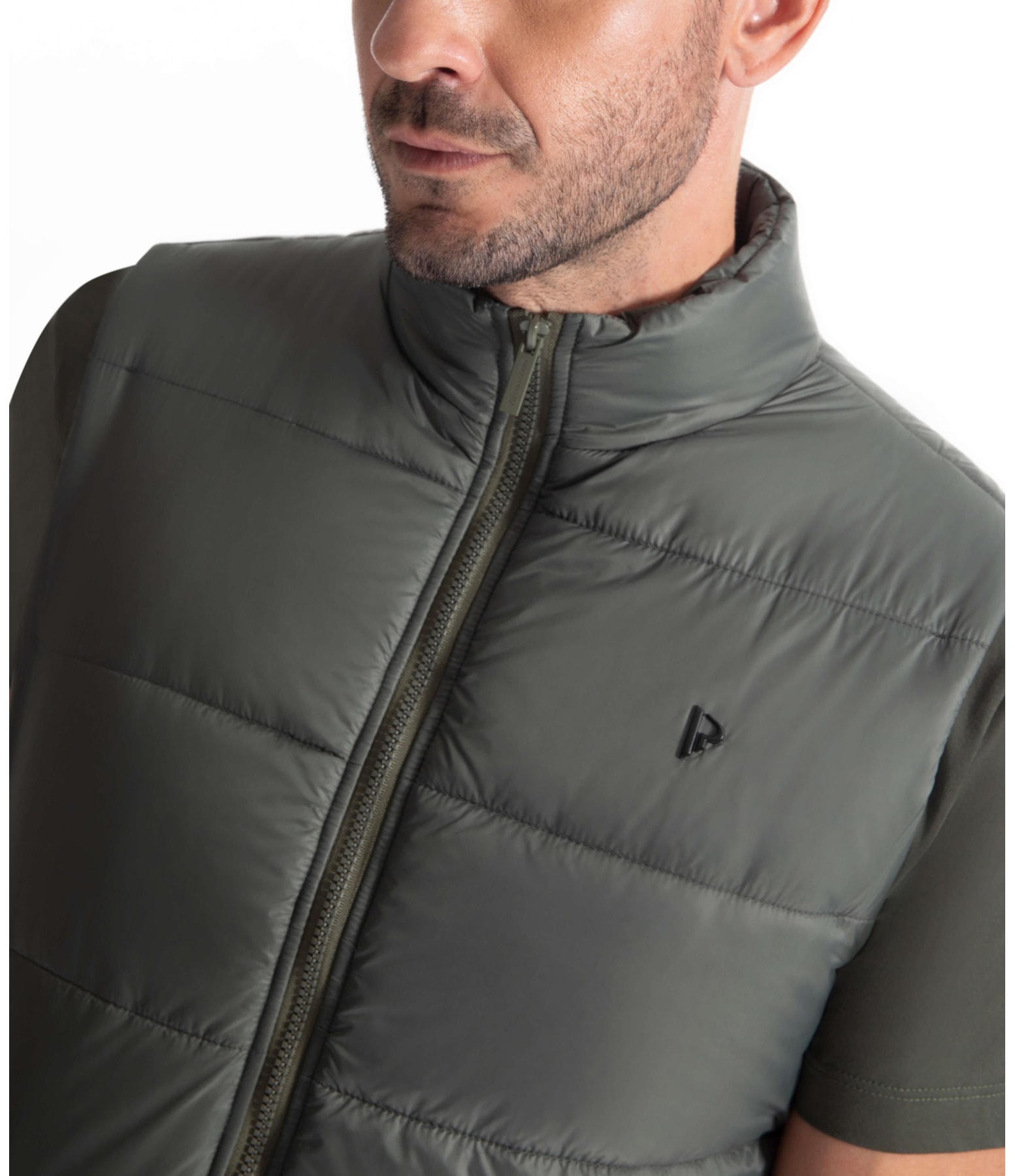 Colete Puffer Com Bolsos Laterais Musgo