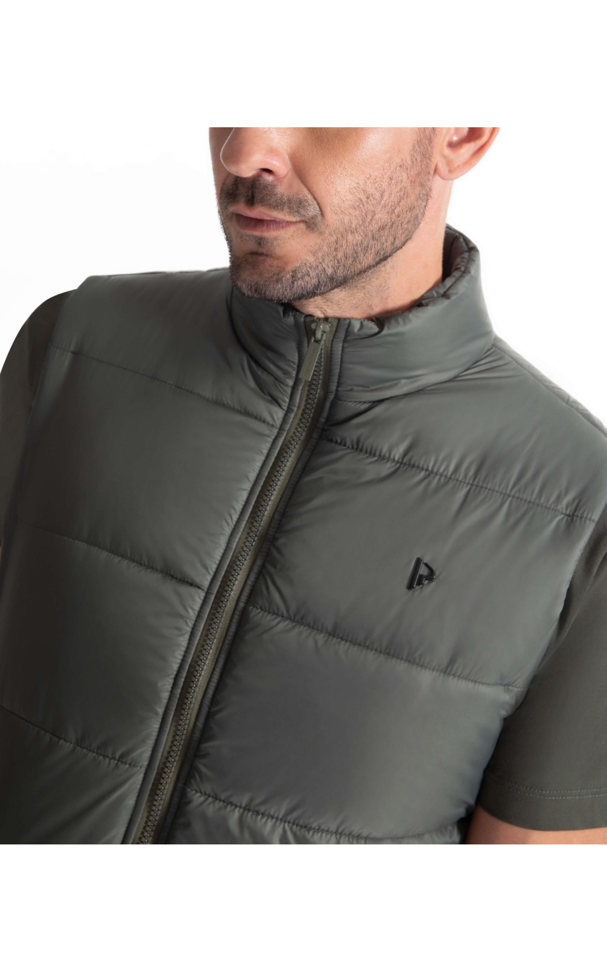 Colete Puffer Com Bolsos Laterais Musgo