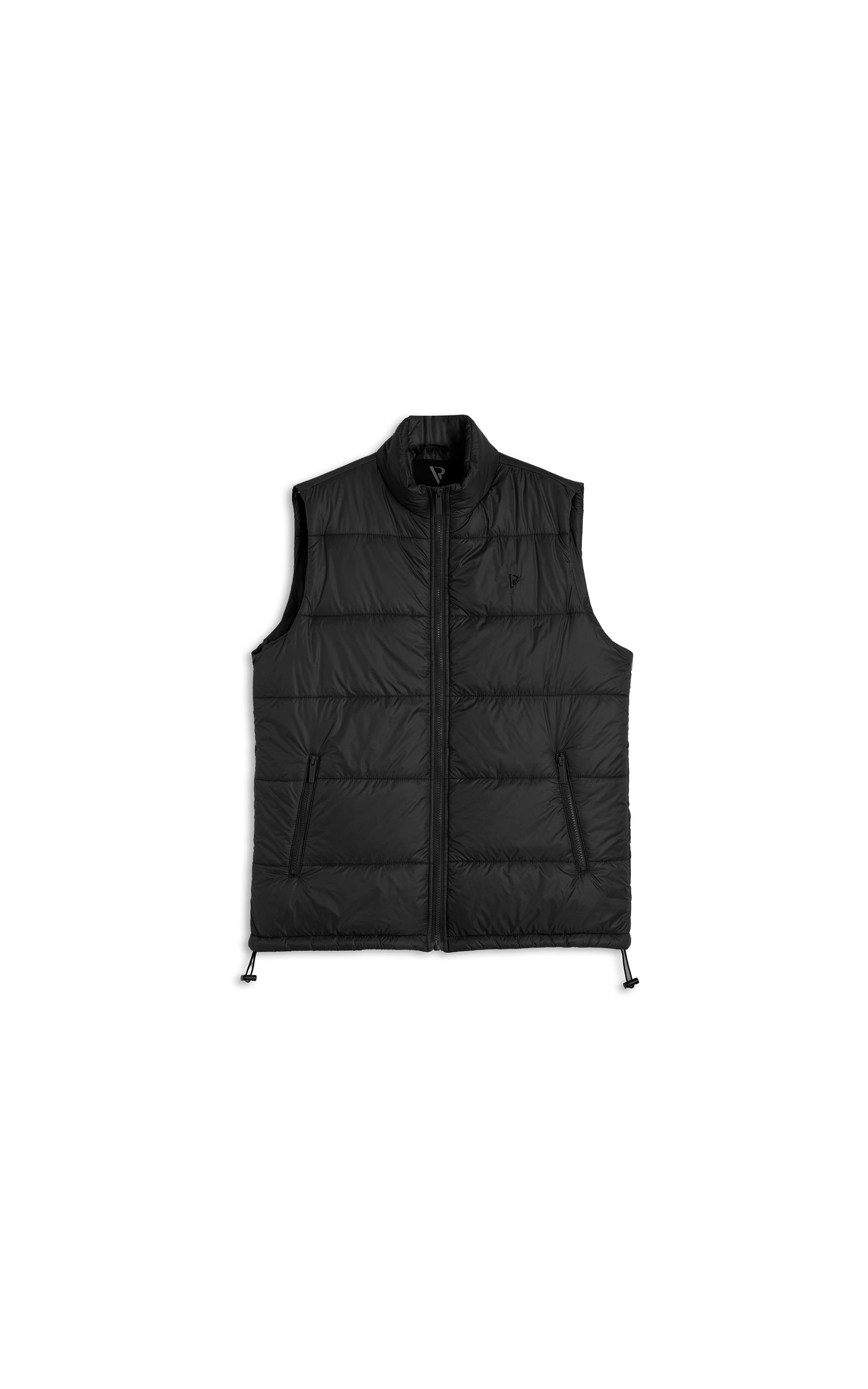 Colete Puffer Com Bolsos Laterais Preto