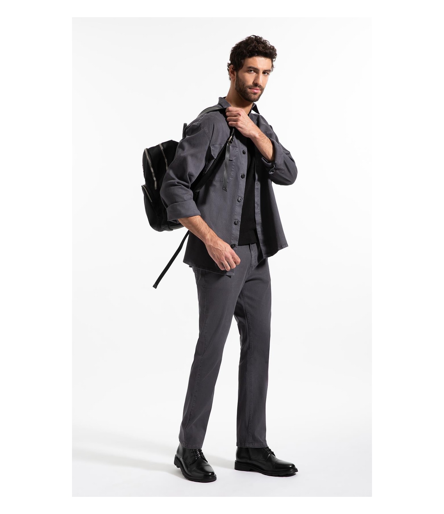 Color Rib Plus (Slim) 5 Pockets Cinza Medio