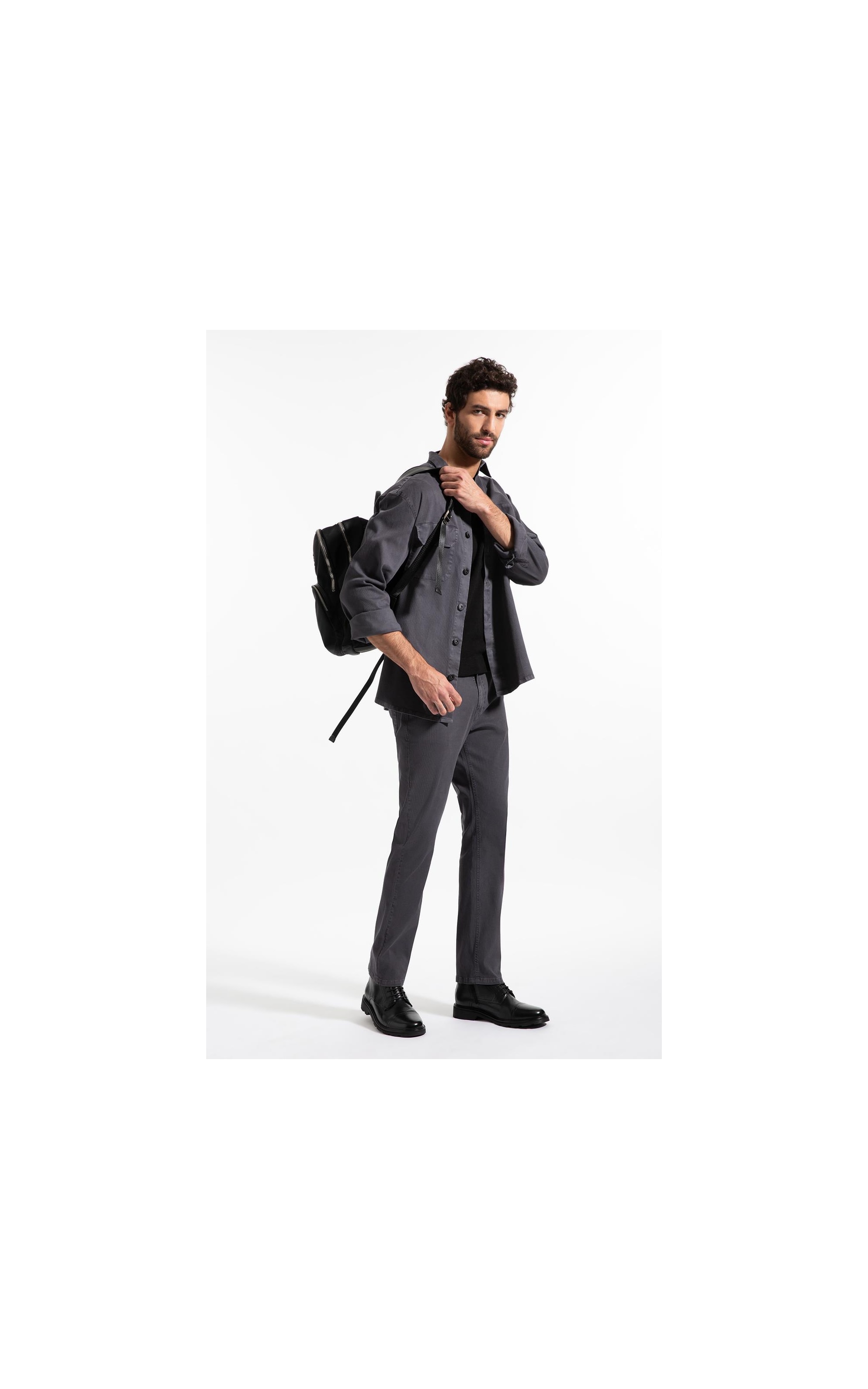 Color Rib Plus (Slim) 5 Pockets Cinza Medio