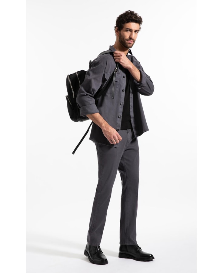 Color Rib Plus (Slim) 5 Pockets Cinza Medio