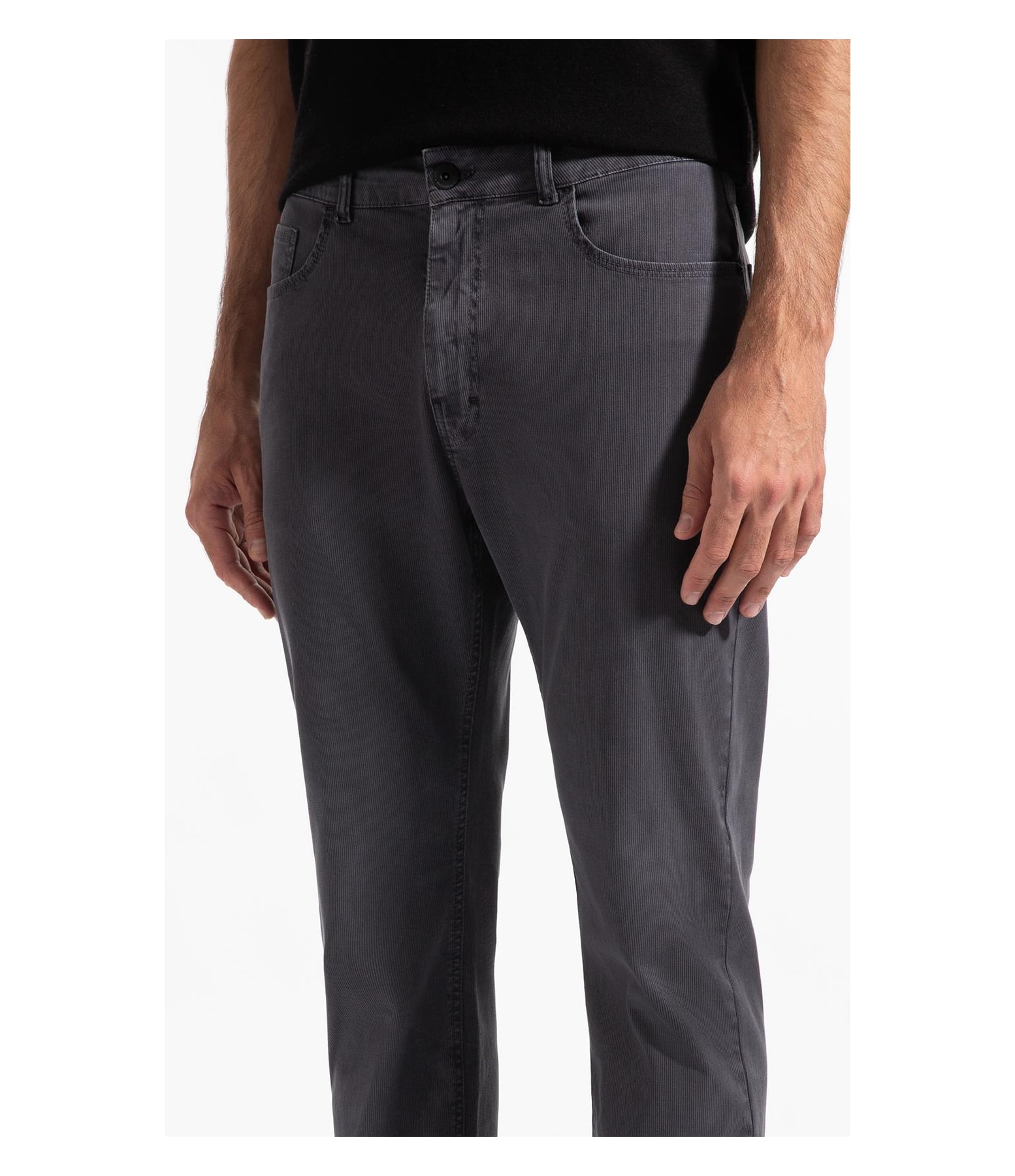 Color Rib Plus (Slim) 5 Pockets Cinza Medio