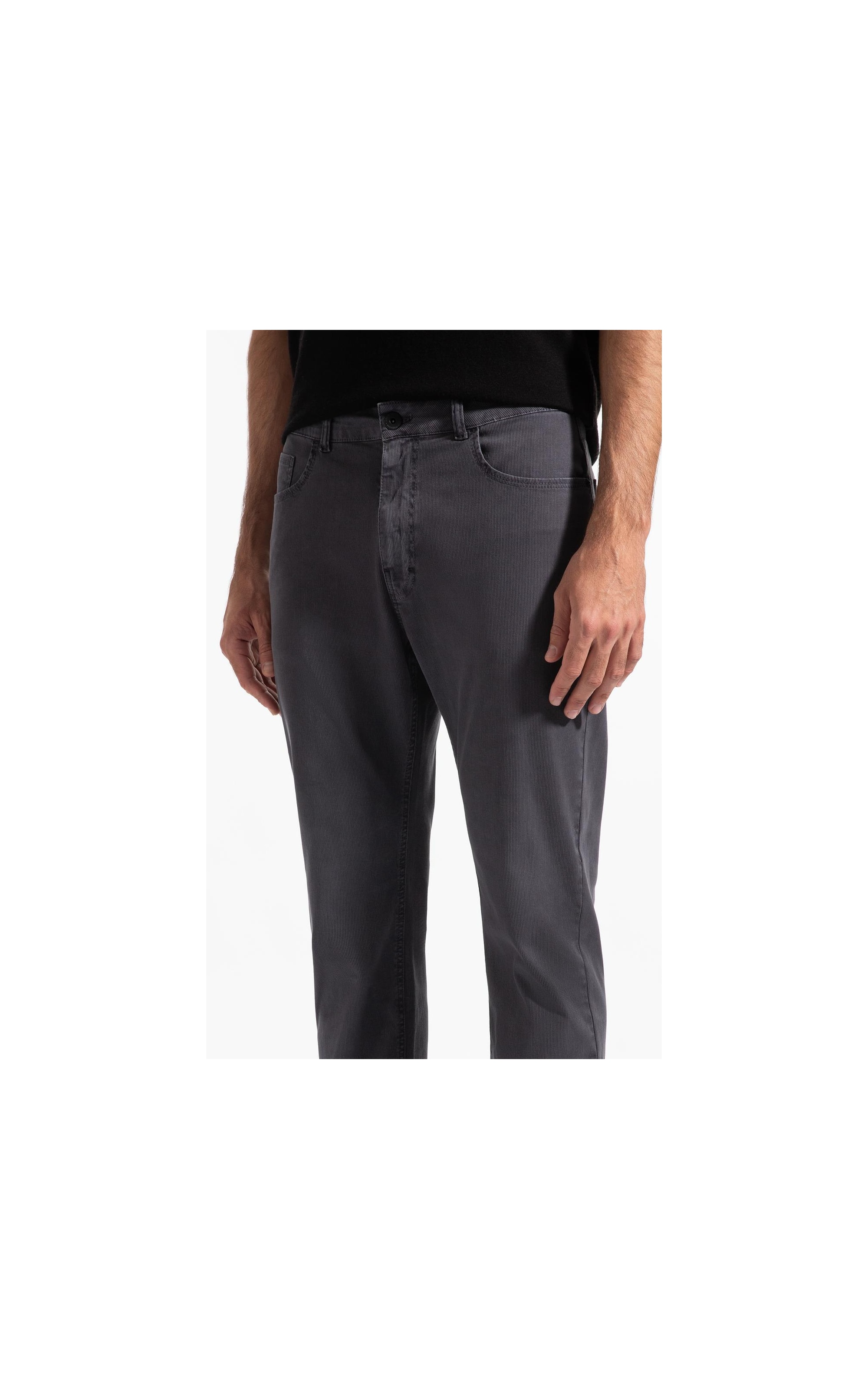 Color Rib Plus (Slim) 5 Pockets Cinza Medio