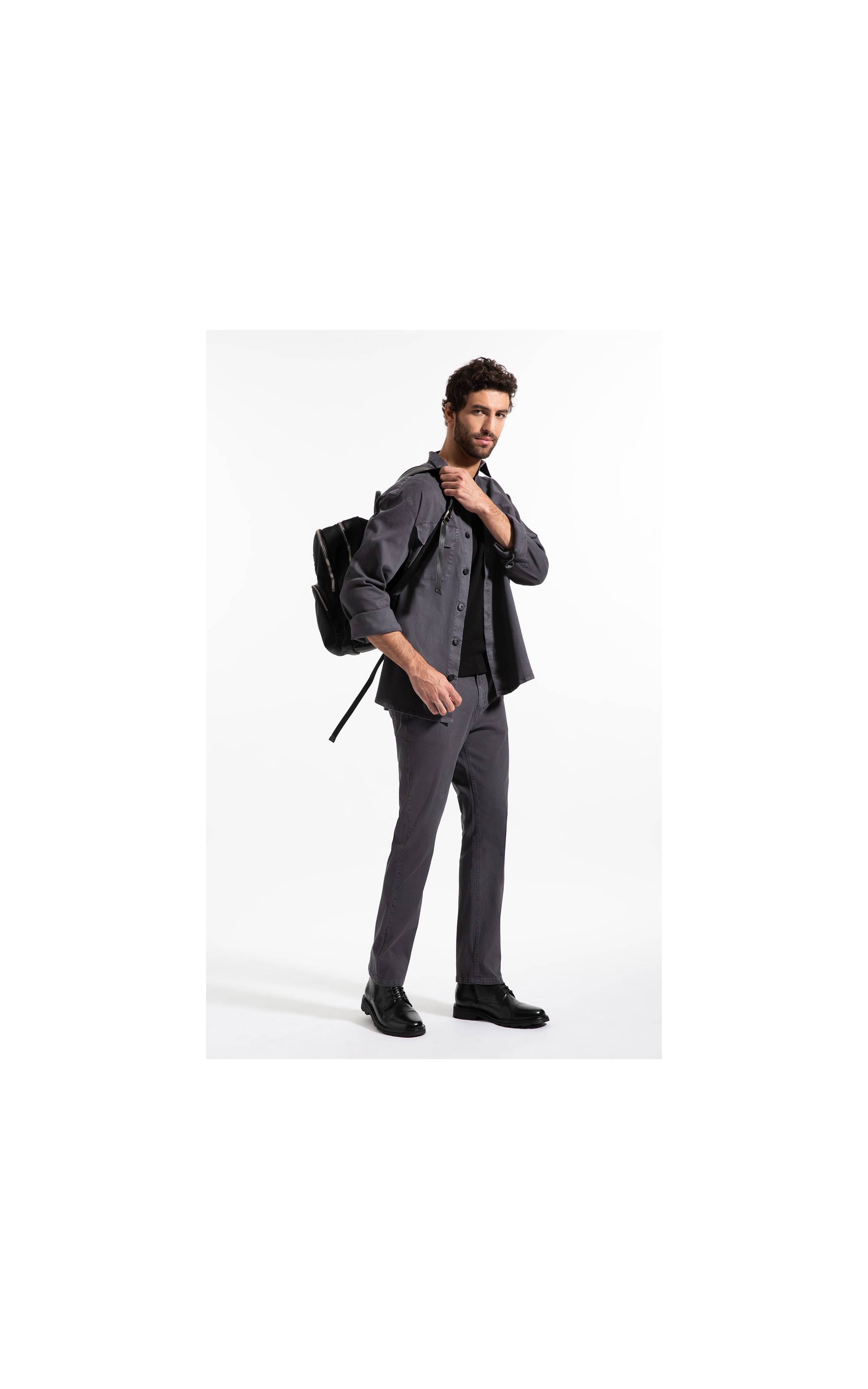 Color Rib Plus (Slim) 5 Pockets Cinza Medio