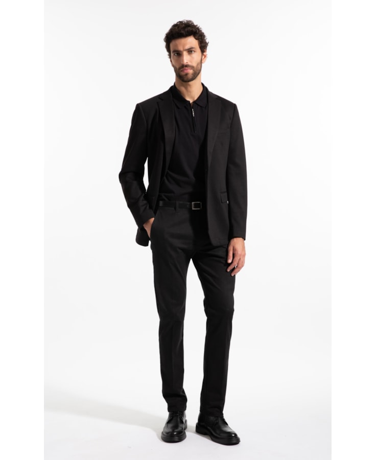 Color Twill Piece Dye Chino Preto Fosco