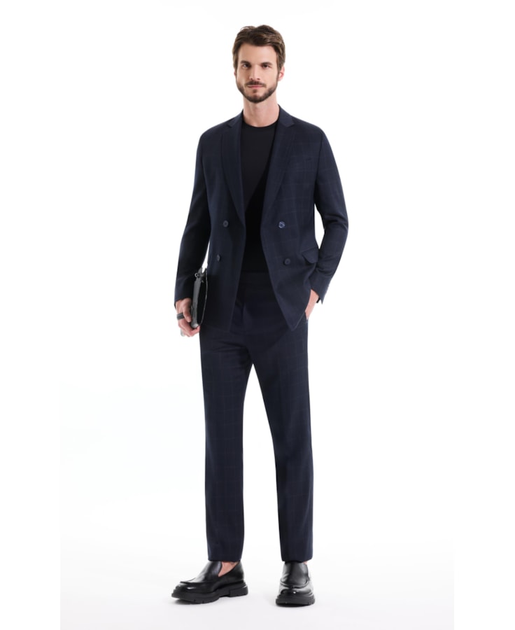 Costume Pv Window Pane Tessuto Marinho