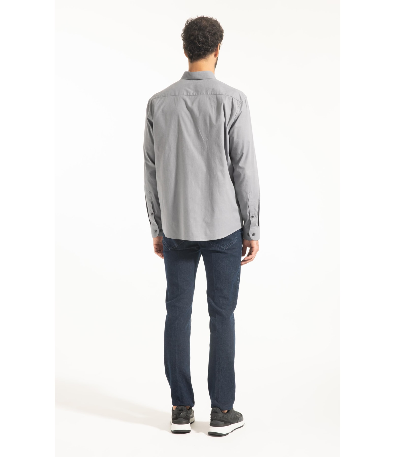 Cotton Ly Pistoia Slim Shangai Ml Cinza Medio Listra