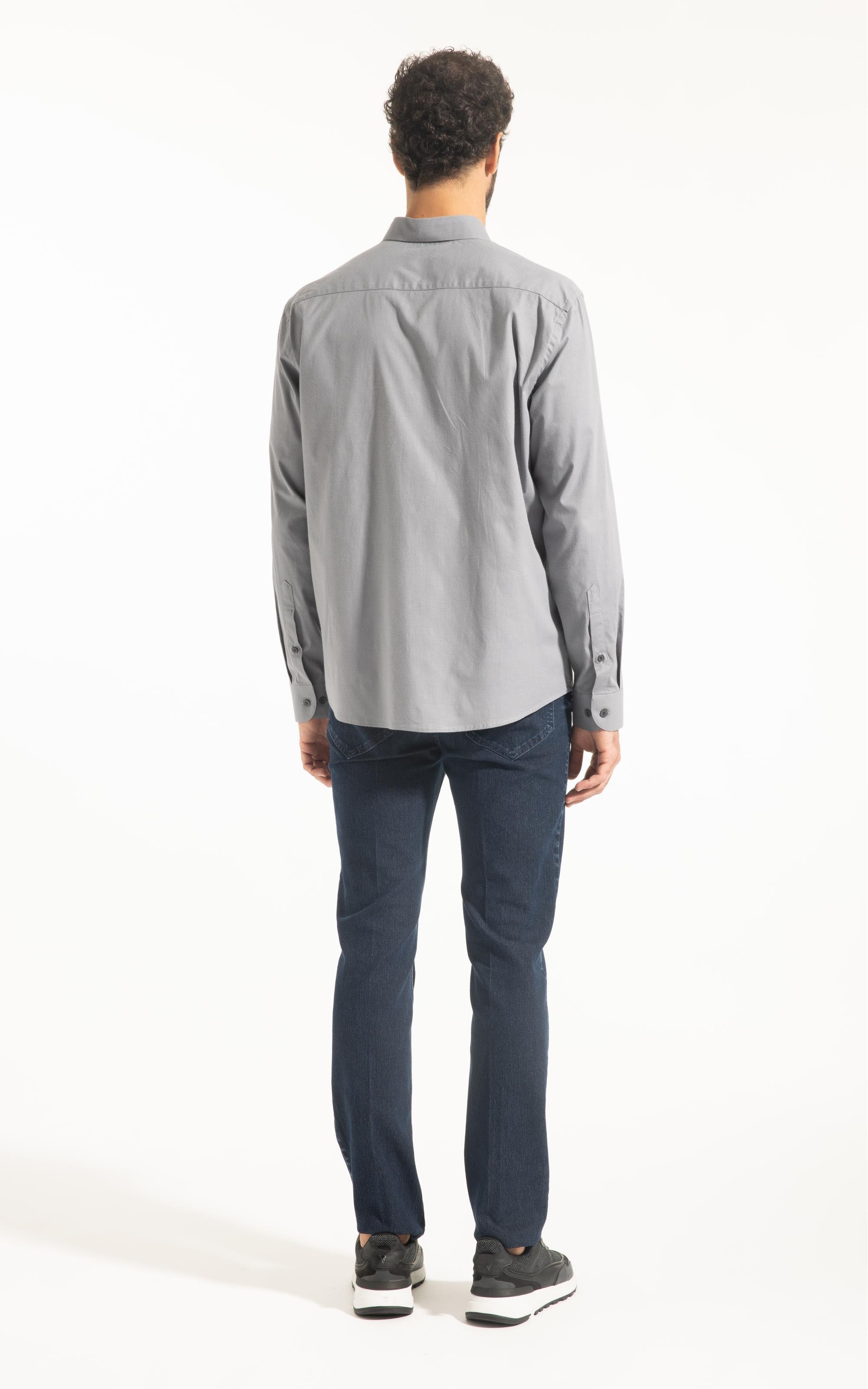 Cotton Ly Pistoia Slim Shangai Ml Cinza Medio Listra