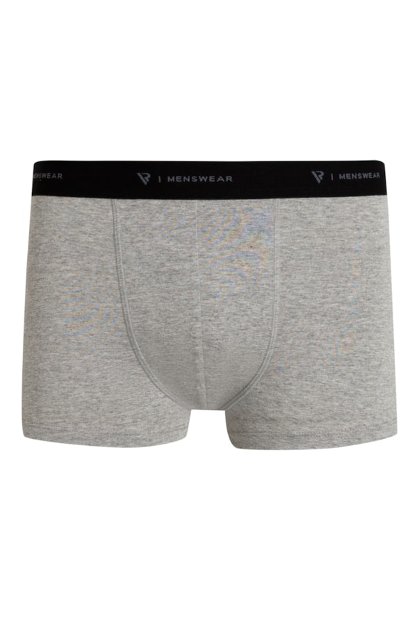 Cueca Boxer Básica Com Elástico Cinza Mescla
