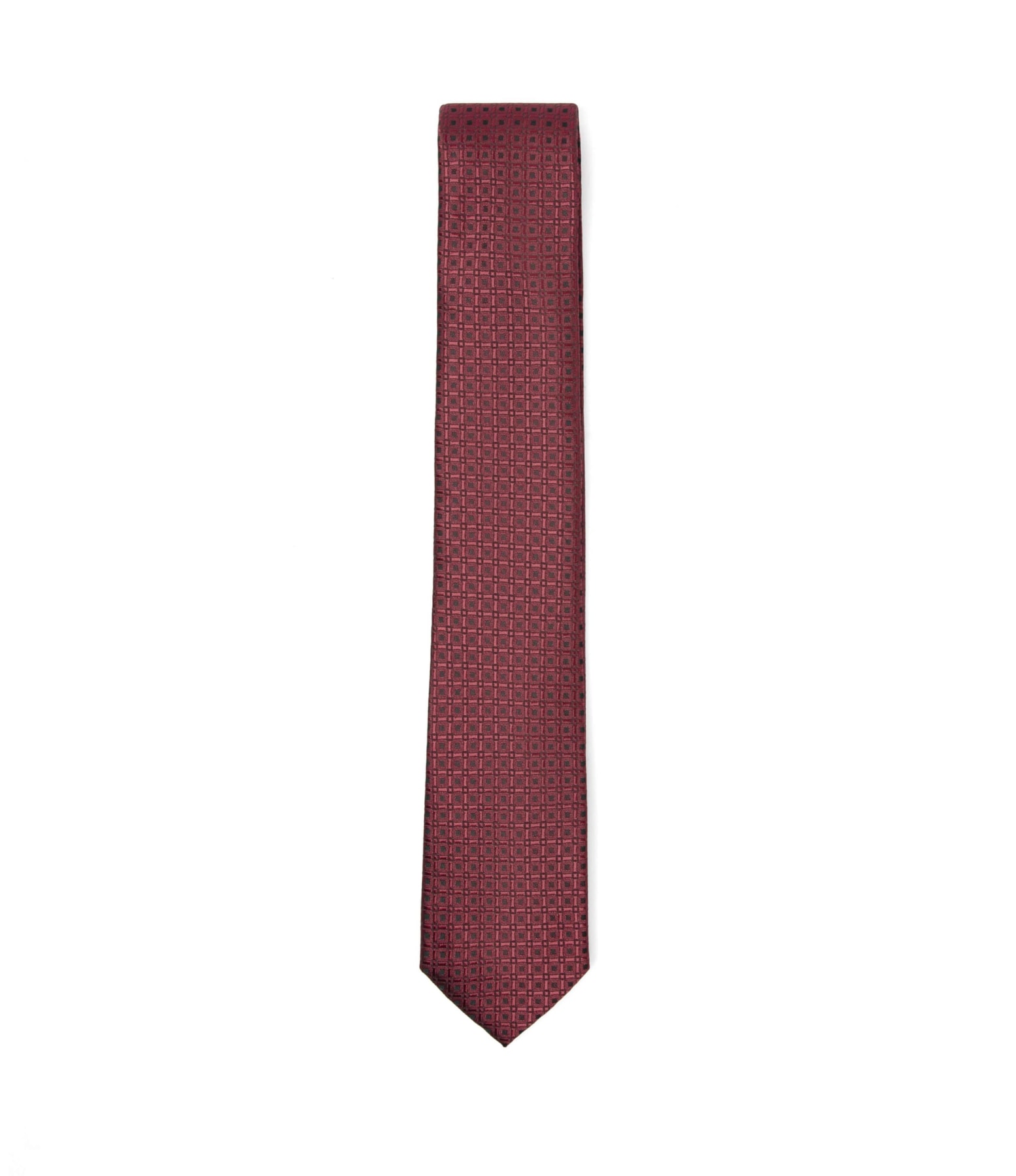 Gravata Jacquard Quadriculado Bordeaux