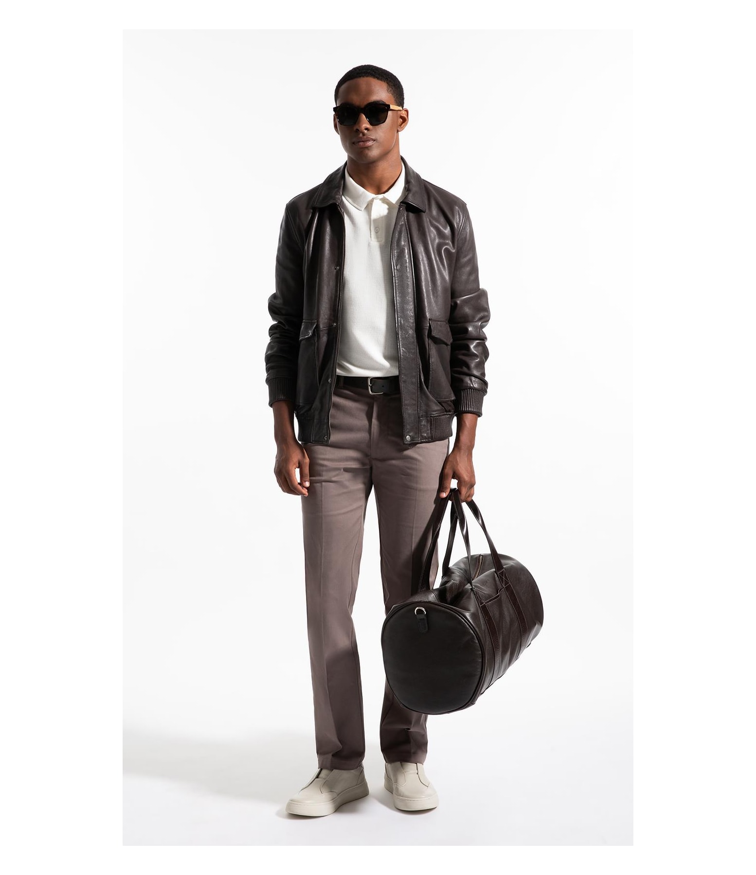 Jaqueta Aviator Leather Dark Brown
