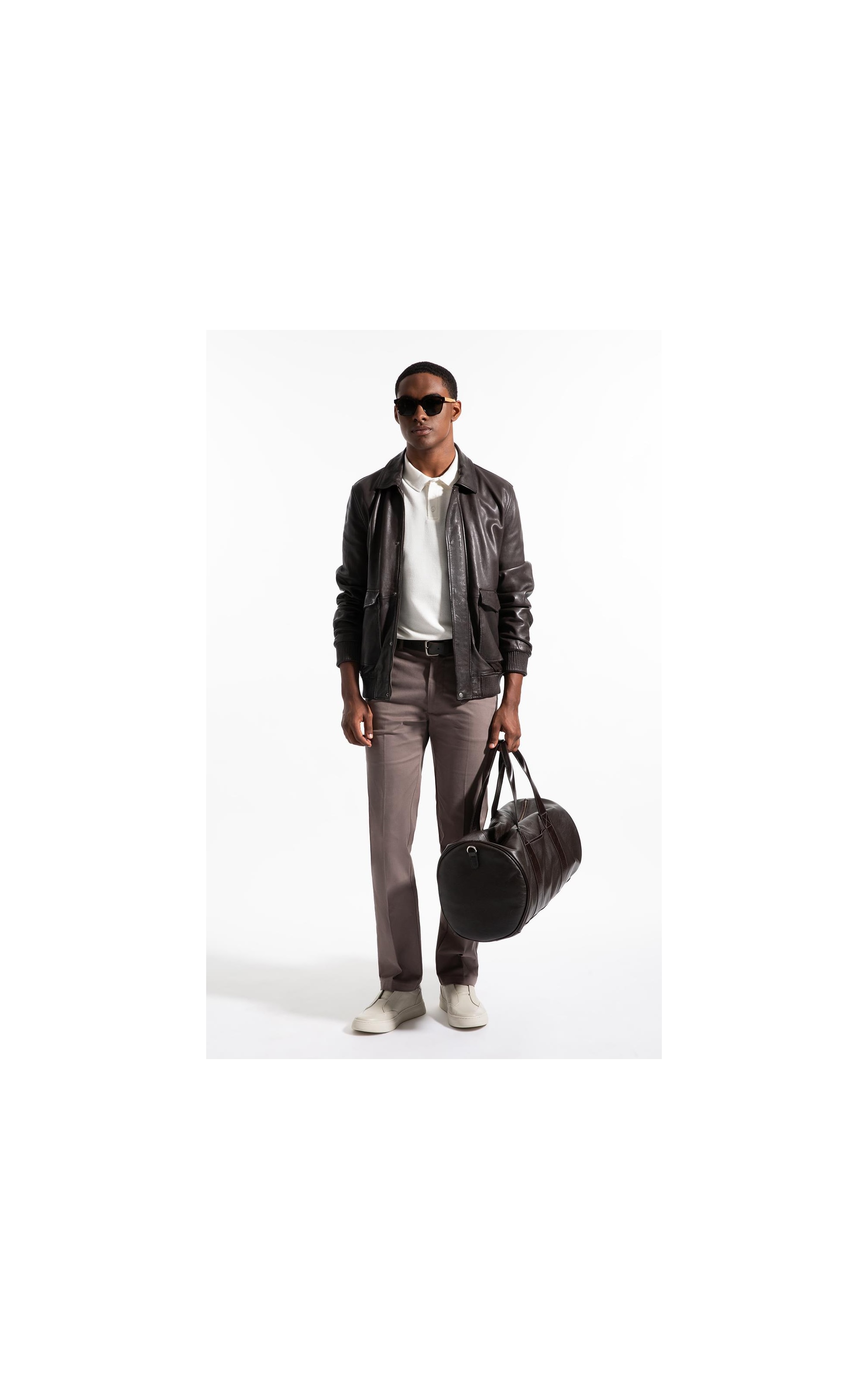 Jaqueta Aviator Leather Dark Brown