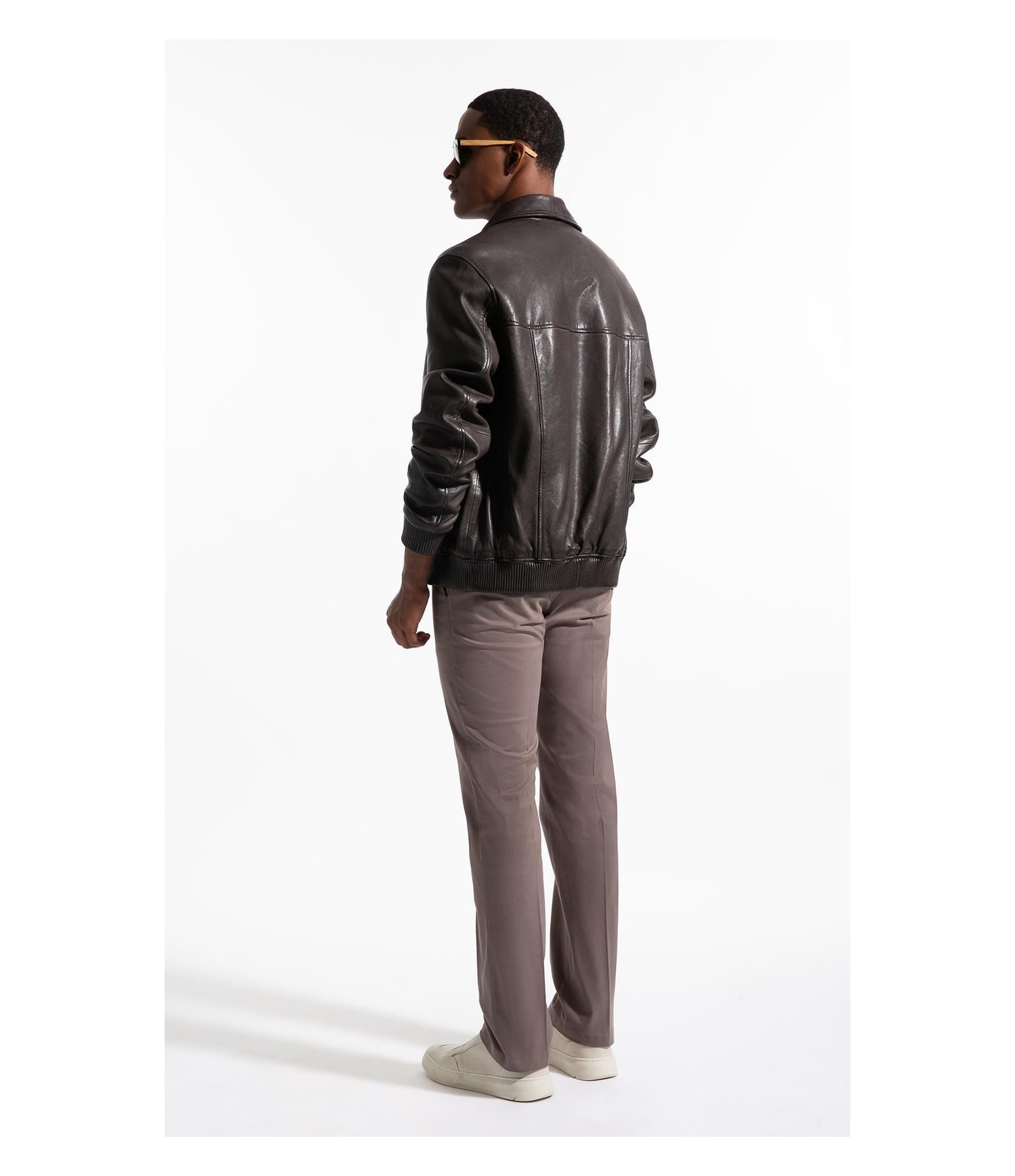 Jaqueta Aviator Leather Dark Brown
