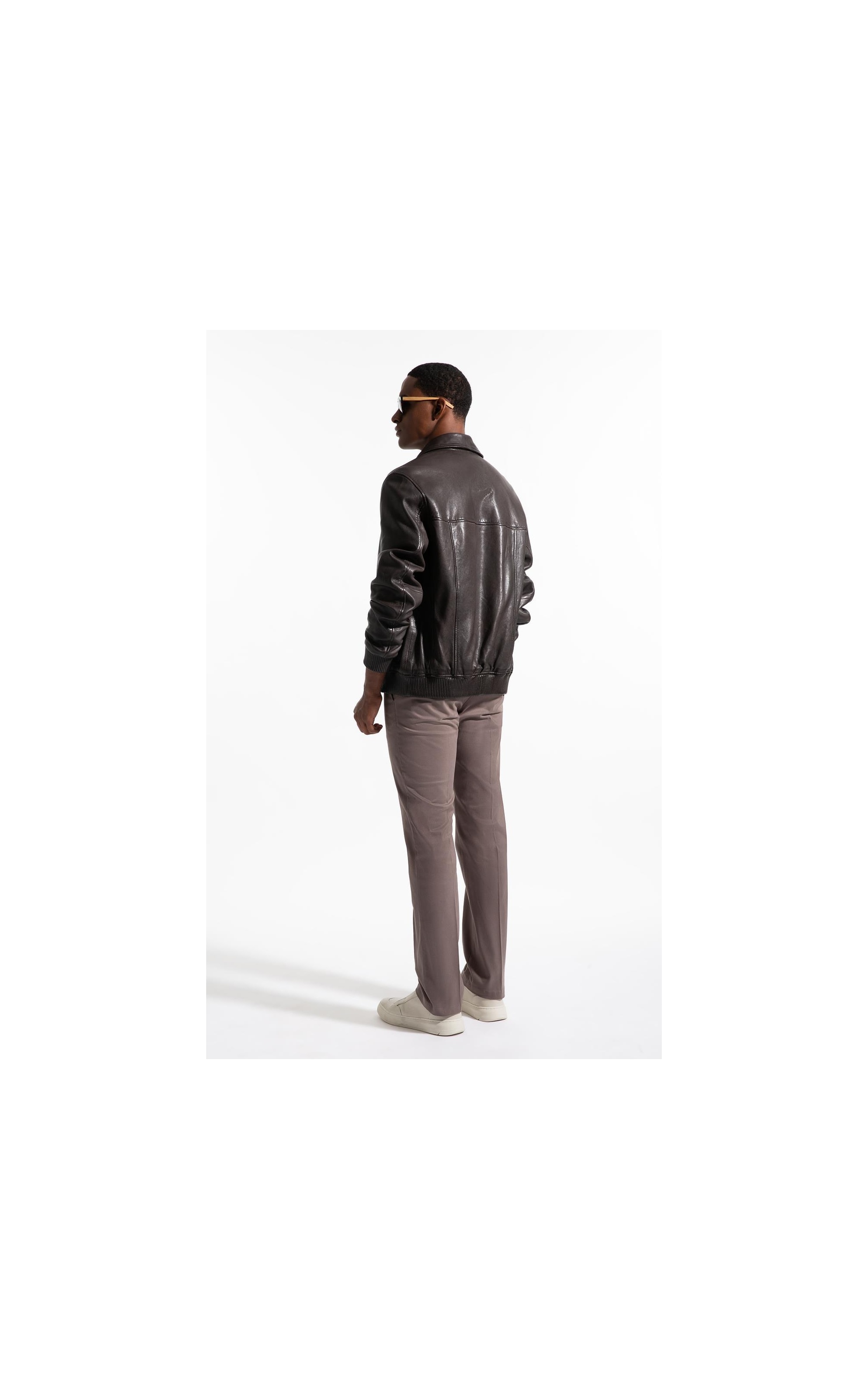 Jaqueta Aviator Leather Dark Brown