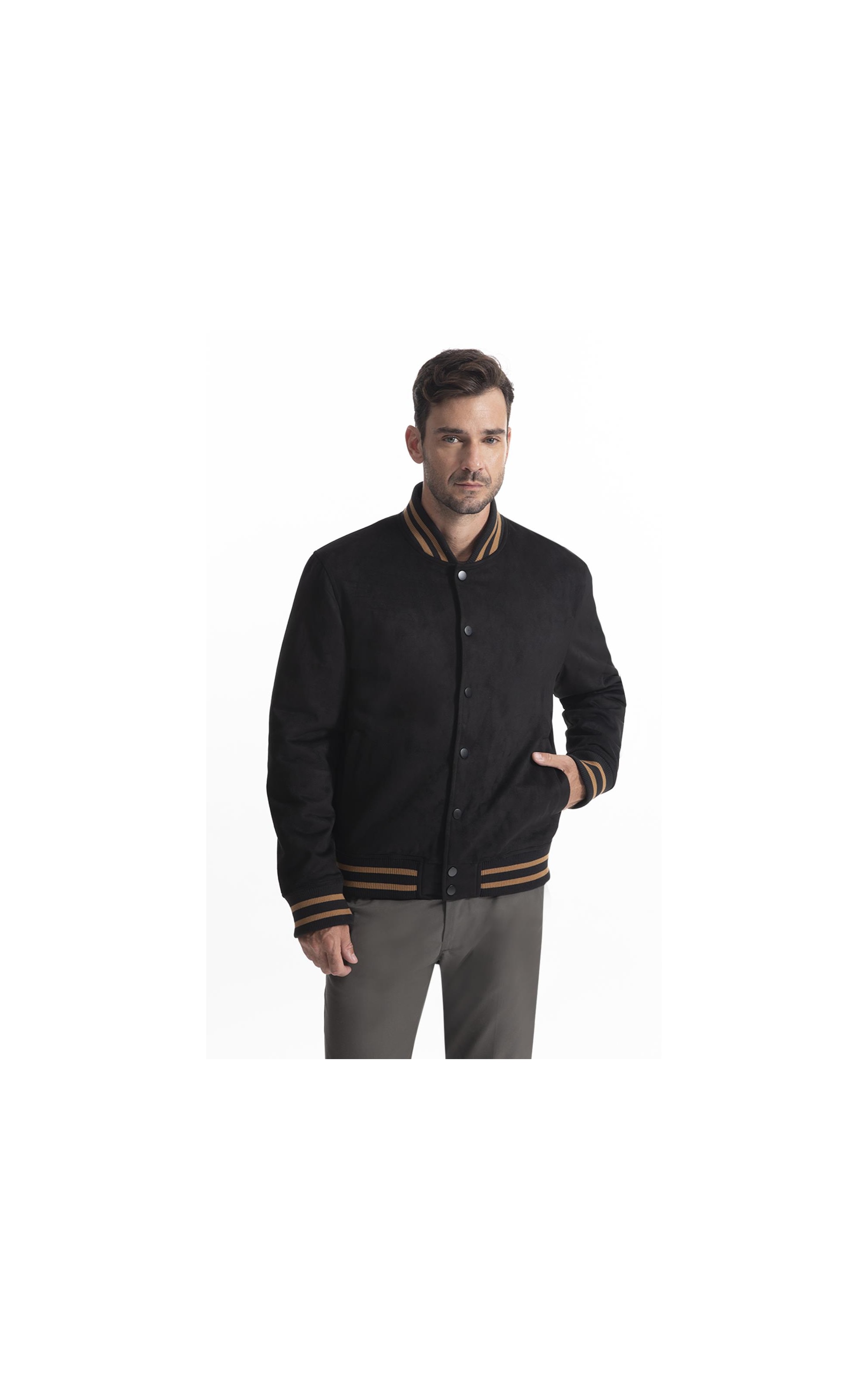Jaqueta Baseball Suede Preto