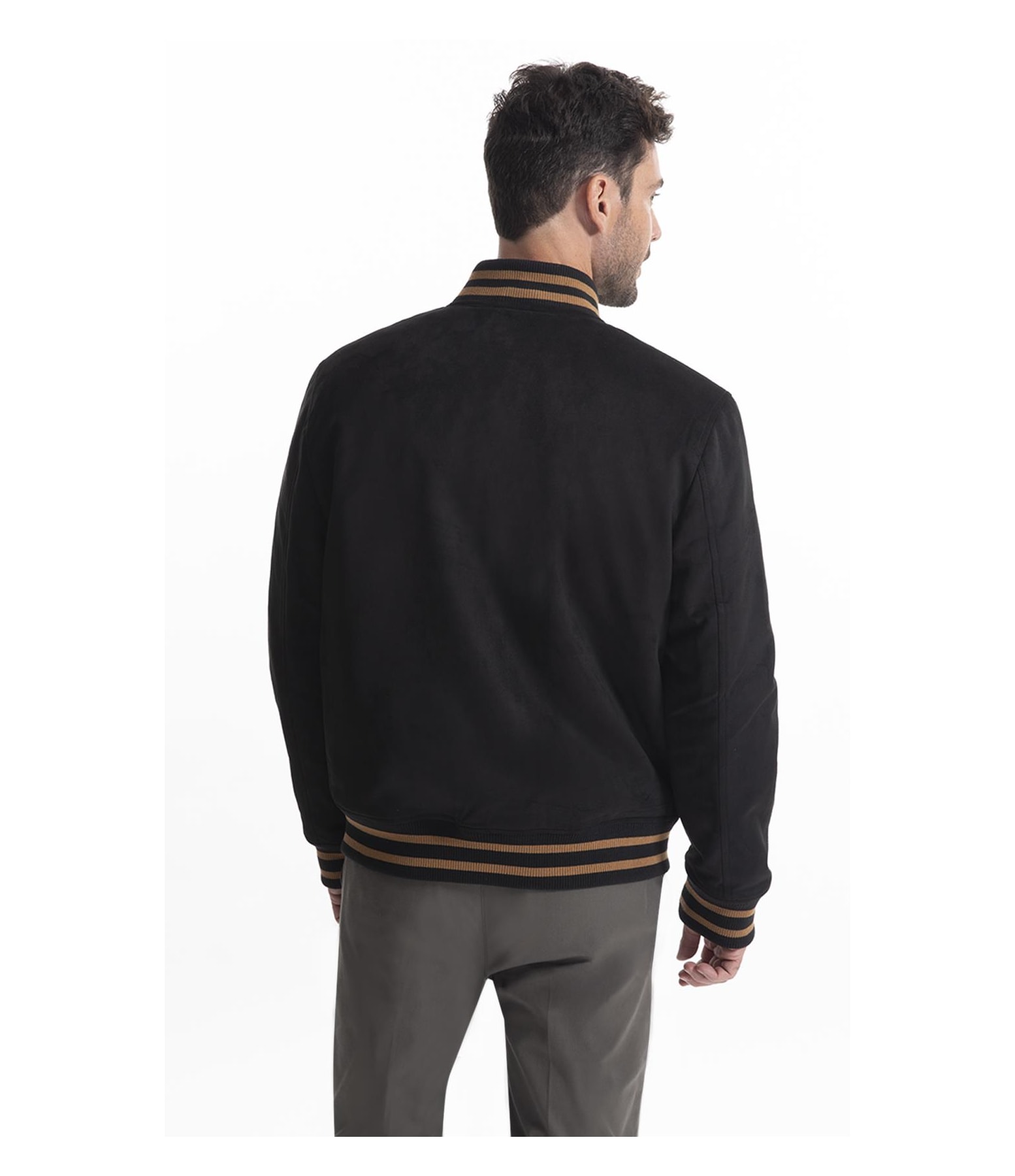 Jaqueta Baseball Suede Preto