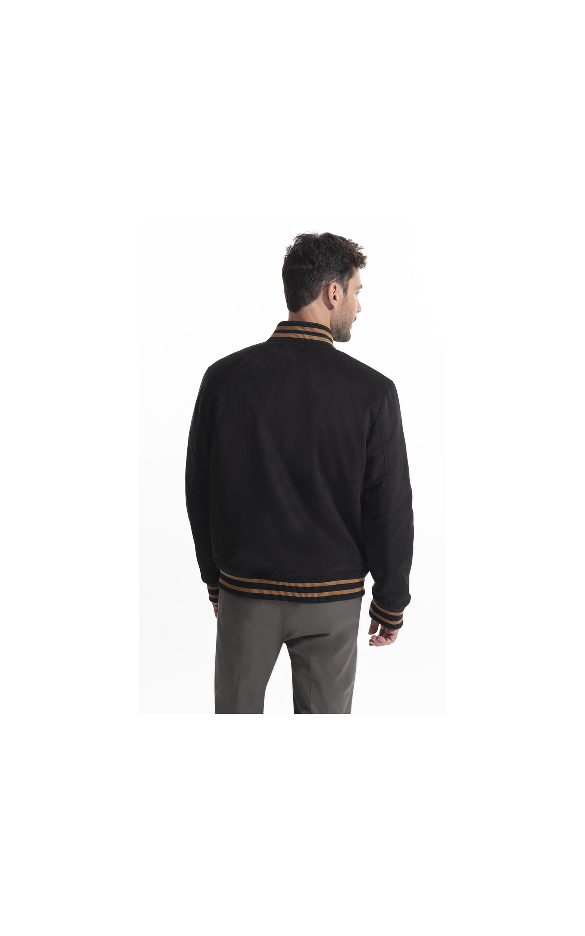 Jaqueta Baseball Suede Preto