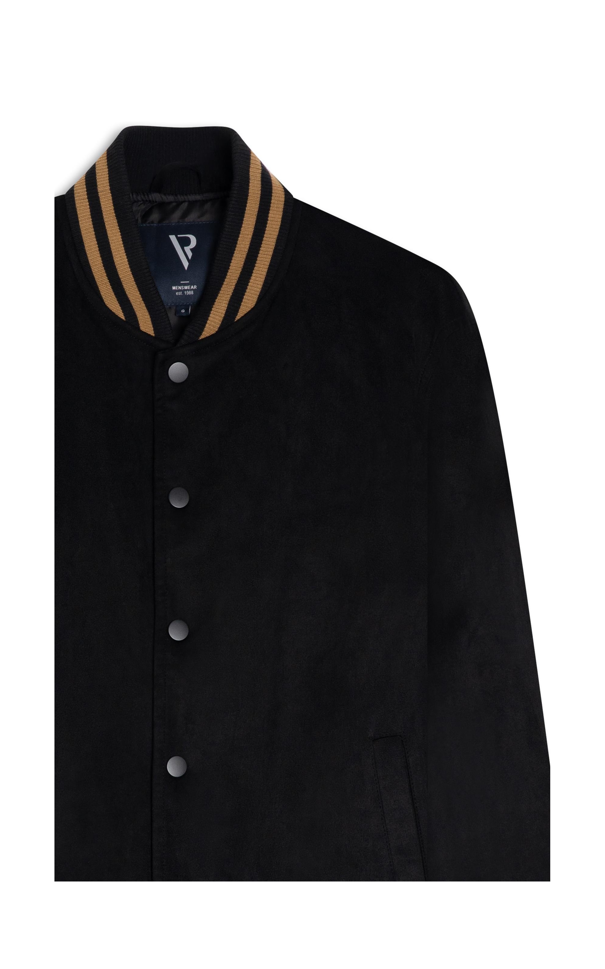 Jaqueta Baseball Suede Preto