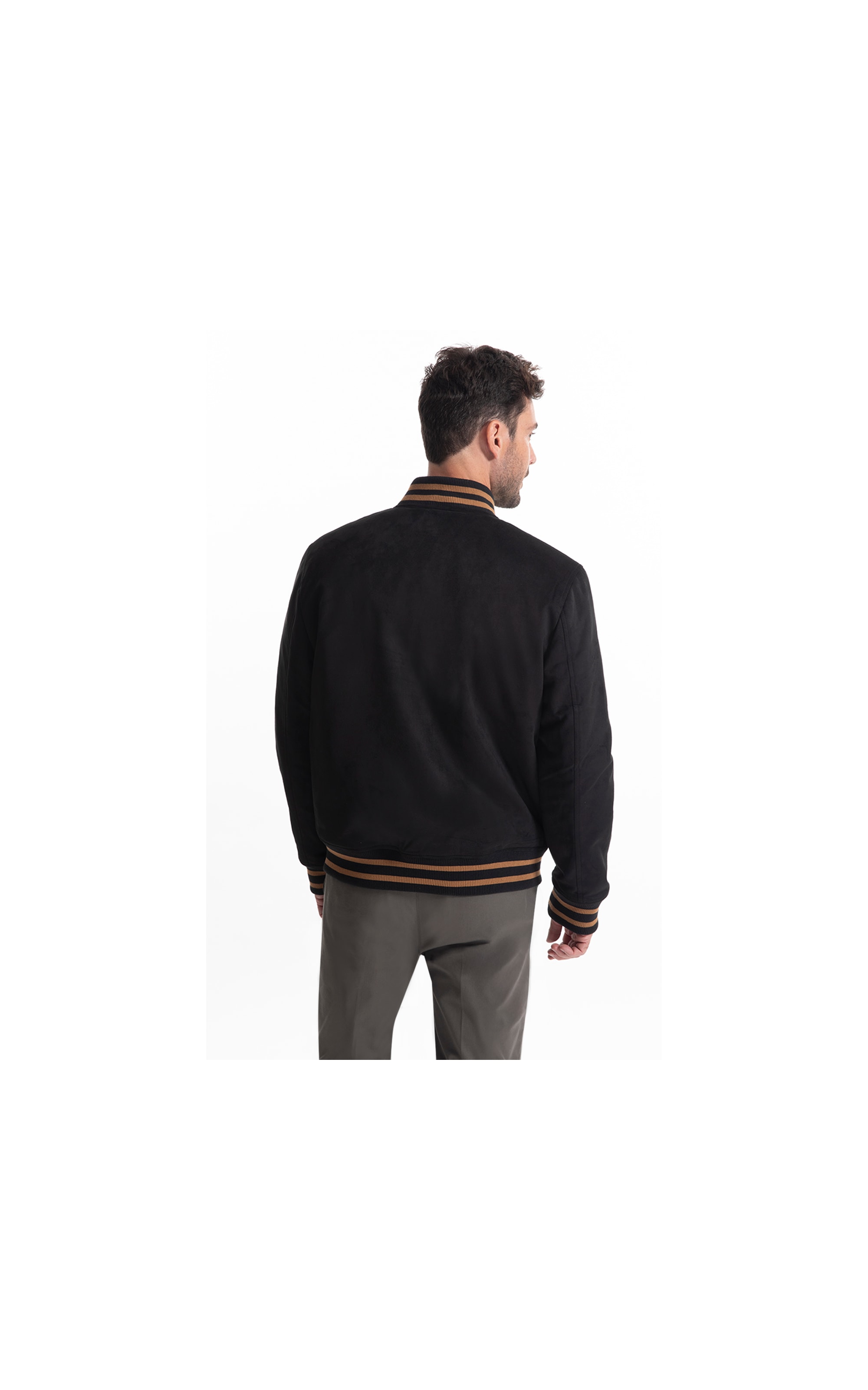 Jaqueta Baseball Suede Preto