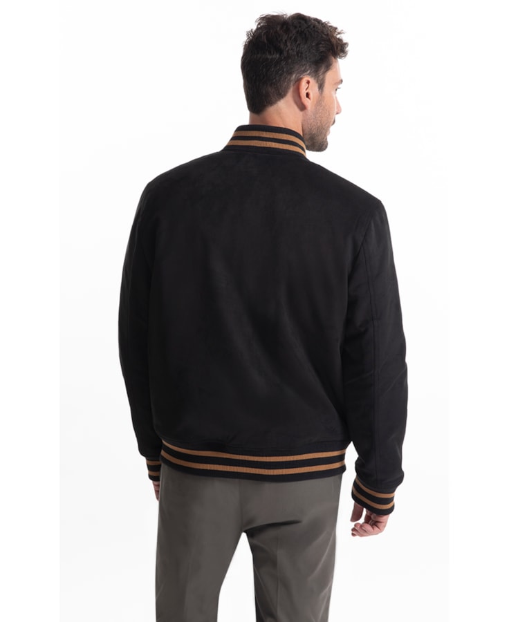 Jaqueta Baseball Suede Preto