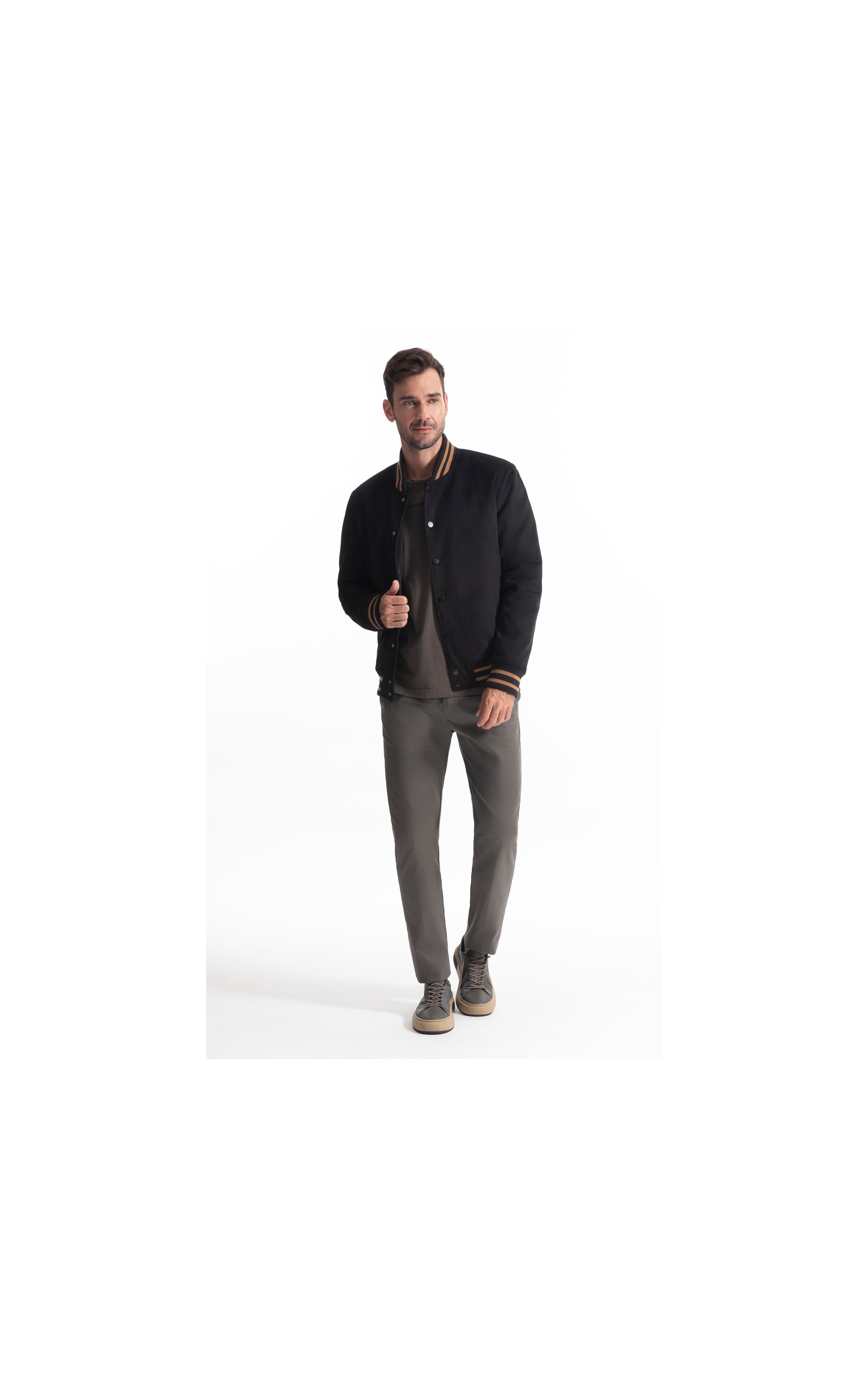 Jaqueta Baseball Suede Preto