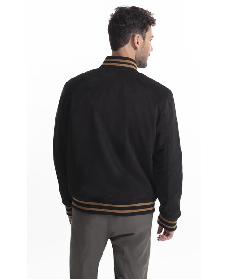 Jaqueta Baseball Suede Preto