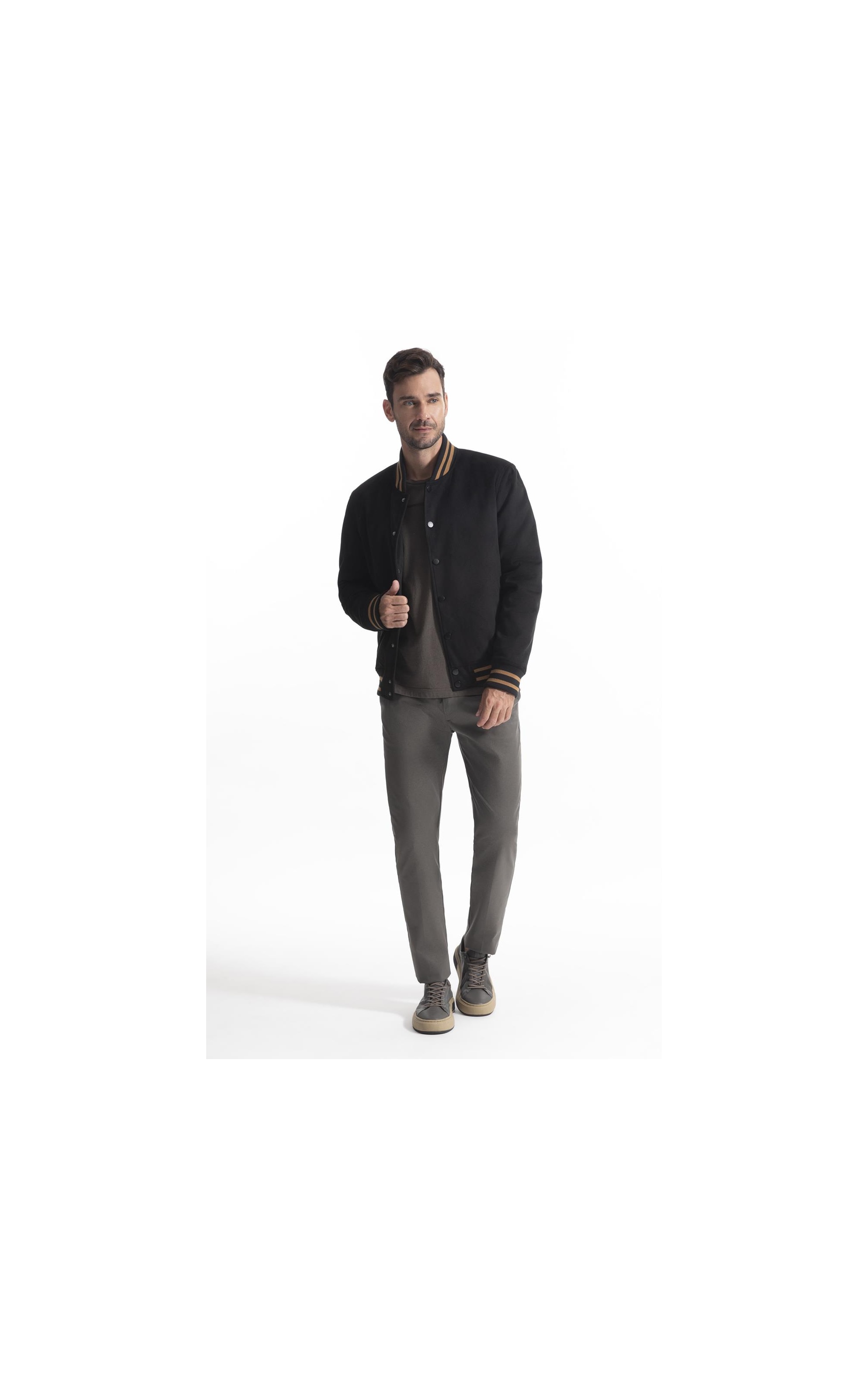 Jaqueta Baseball Suede Preto