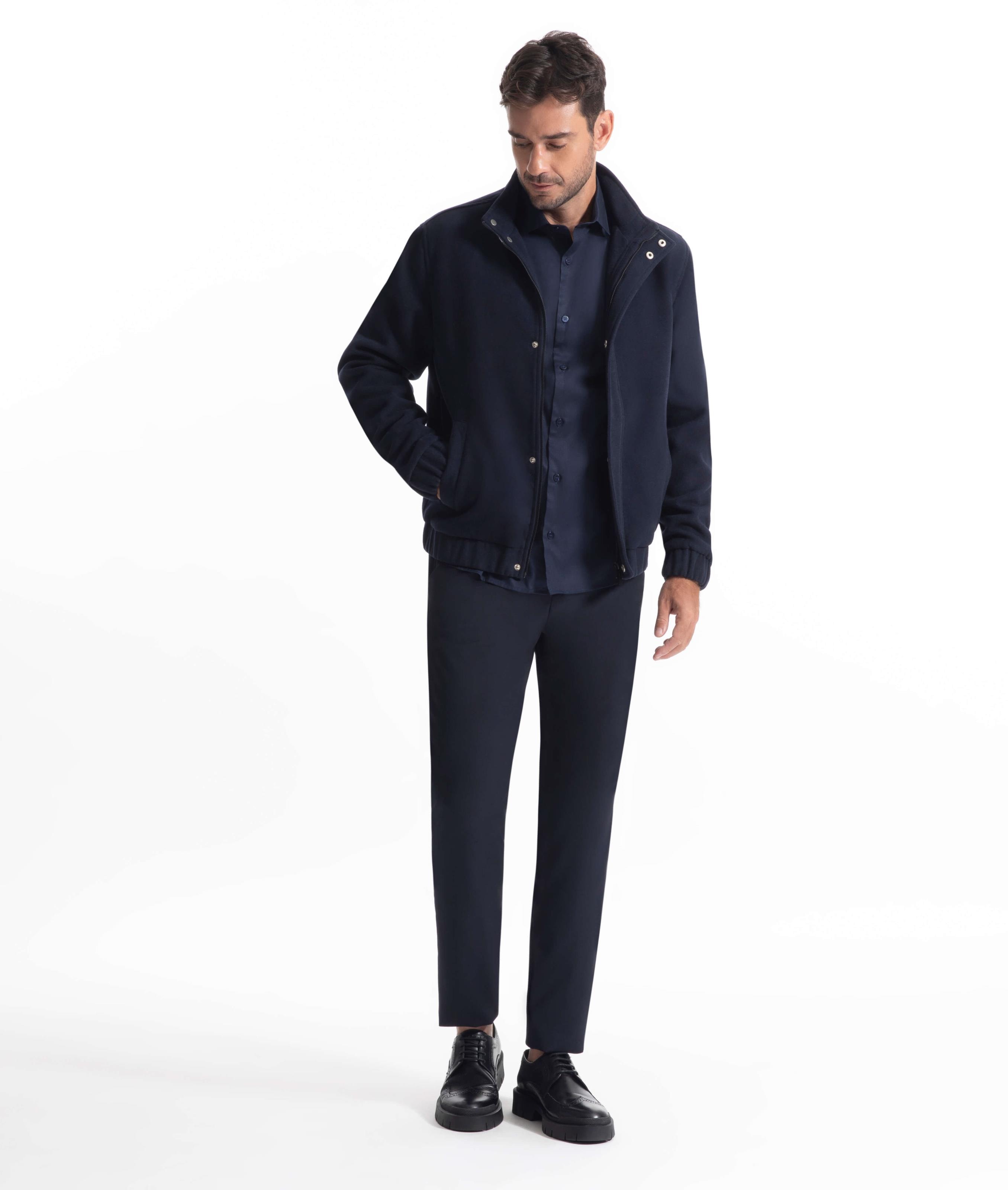 Jaqueta Bomber Wool Dark Navy