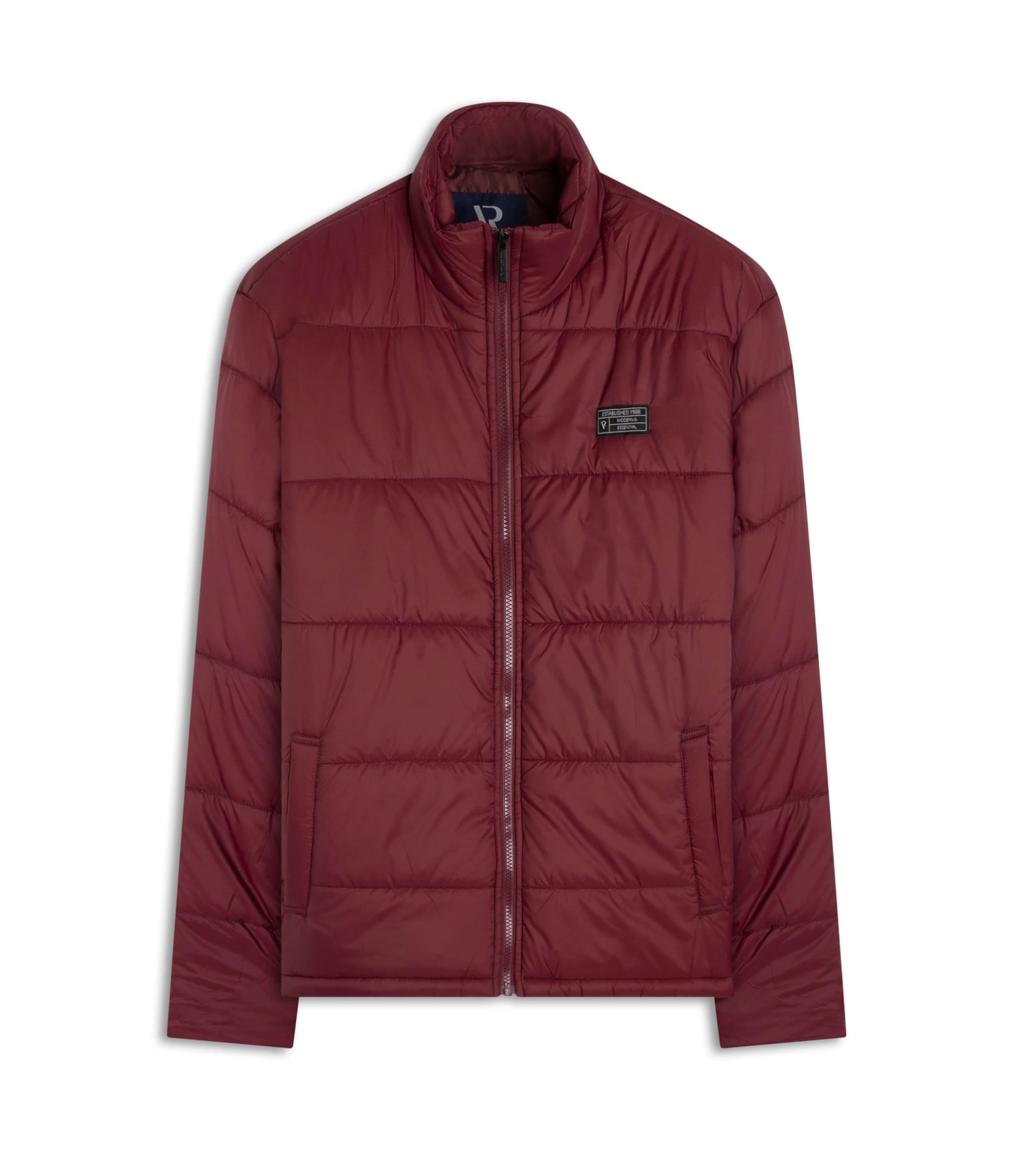 Jaqueta Puffer Bolsos Laterais Bordeaux