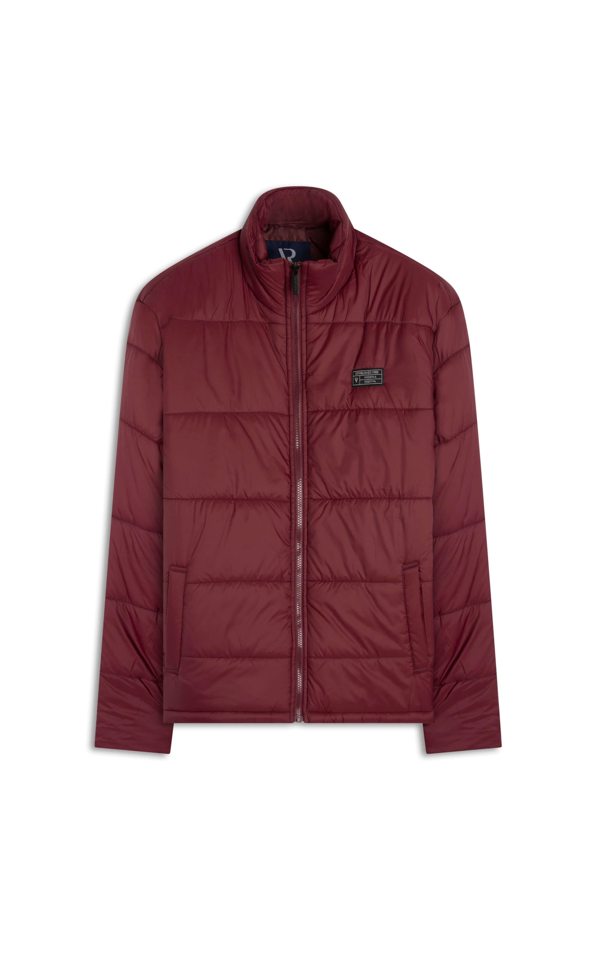 Jaqueta Puffer Bolsos Laterais Bordeaux