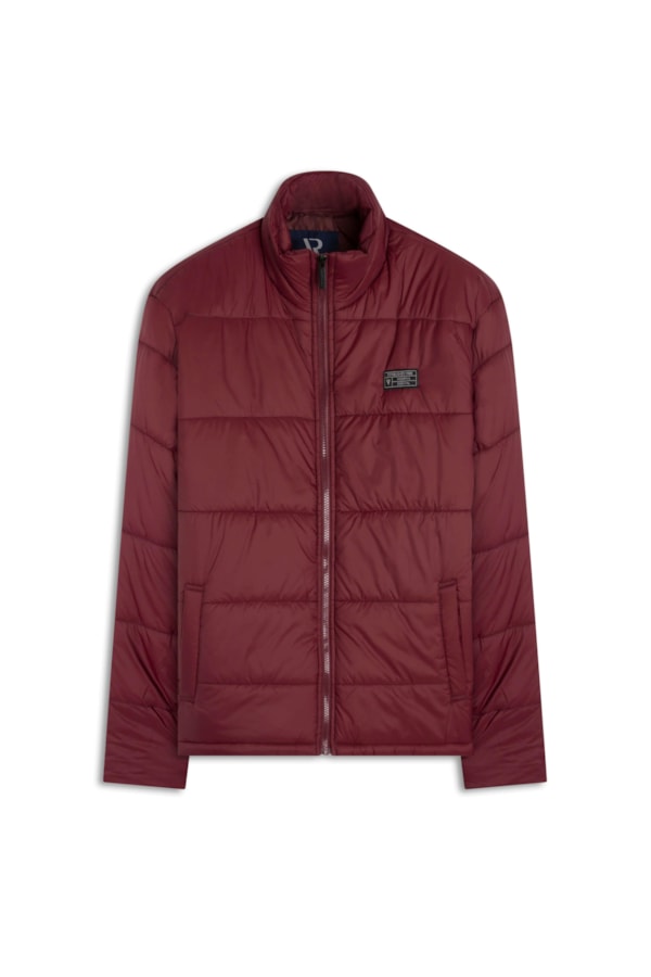 Jaqueta Puffer Bolsos Laterais Bordeaux