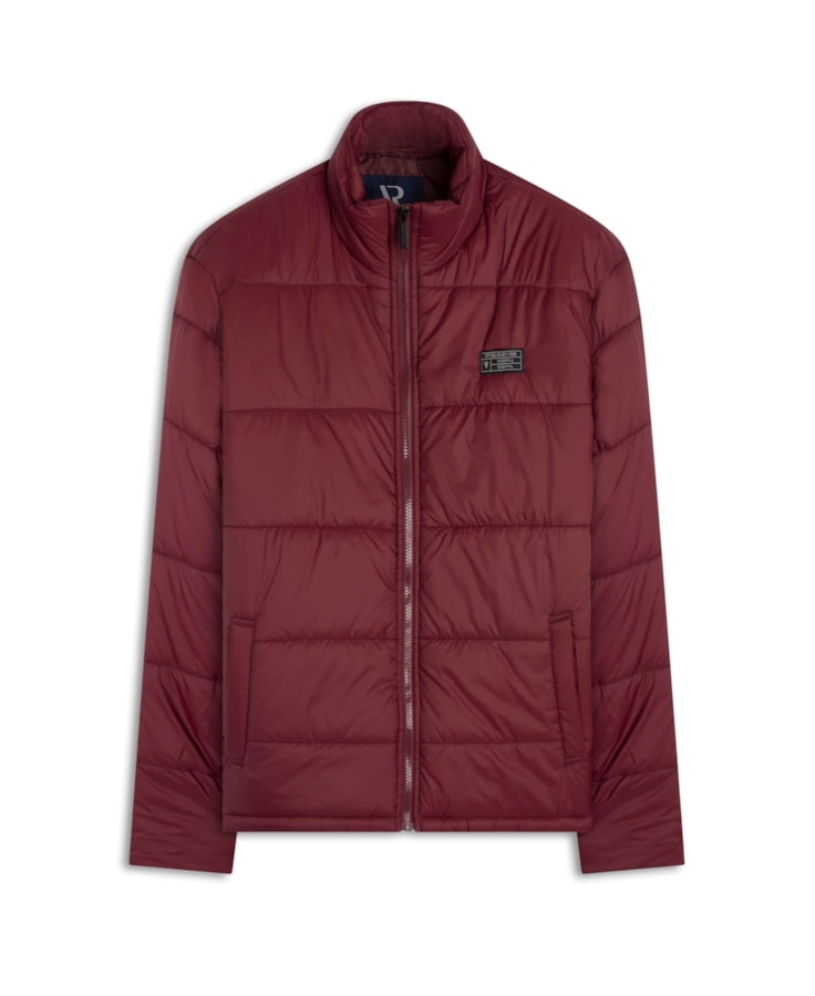 Jaqueta Puffer Bolsos Laterais Bordeaux