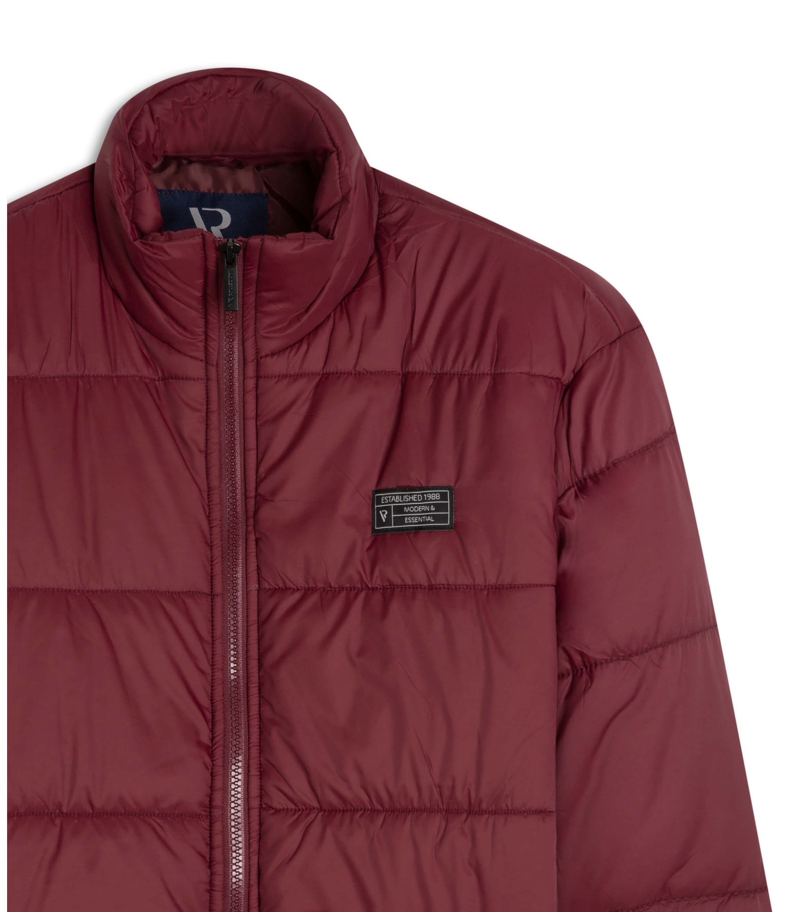 Jaqueta Puffer Bolsos Laterais Bordeaux