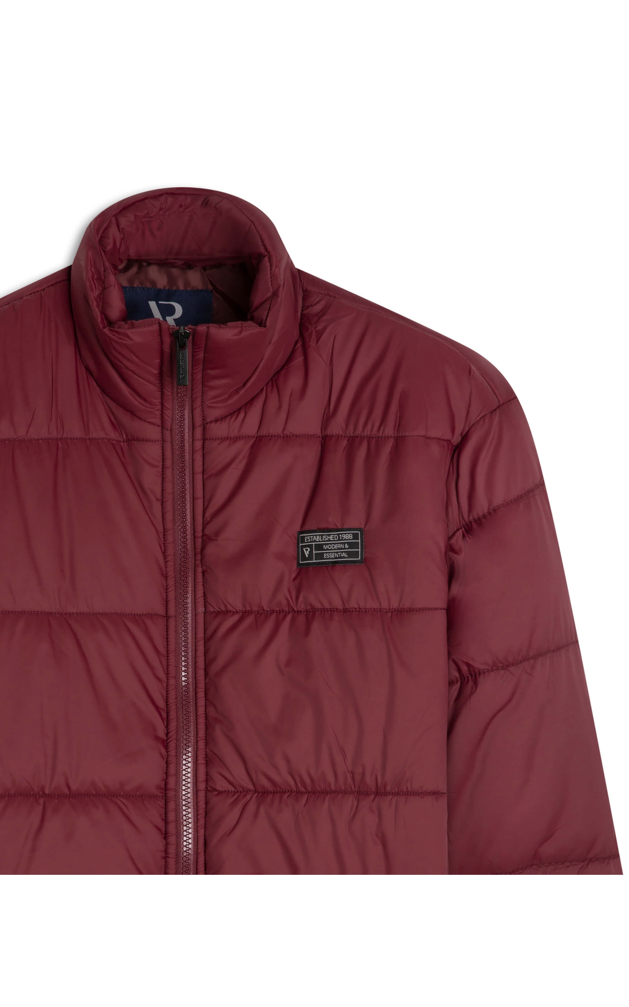 Jaqueta Puffer Bolsos Laterais Bordeaux