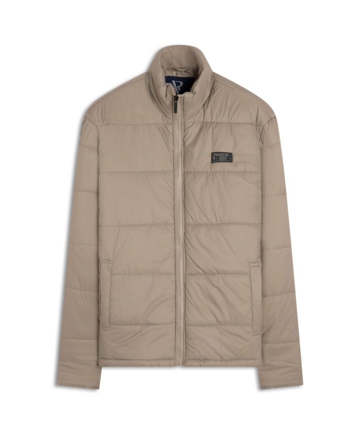 Jaqueta Puffer Bolsos Laterais Caqui