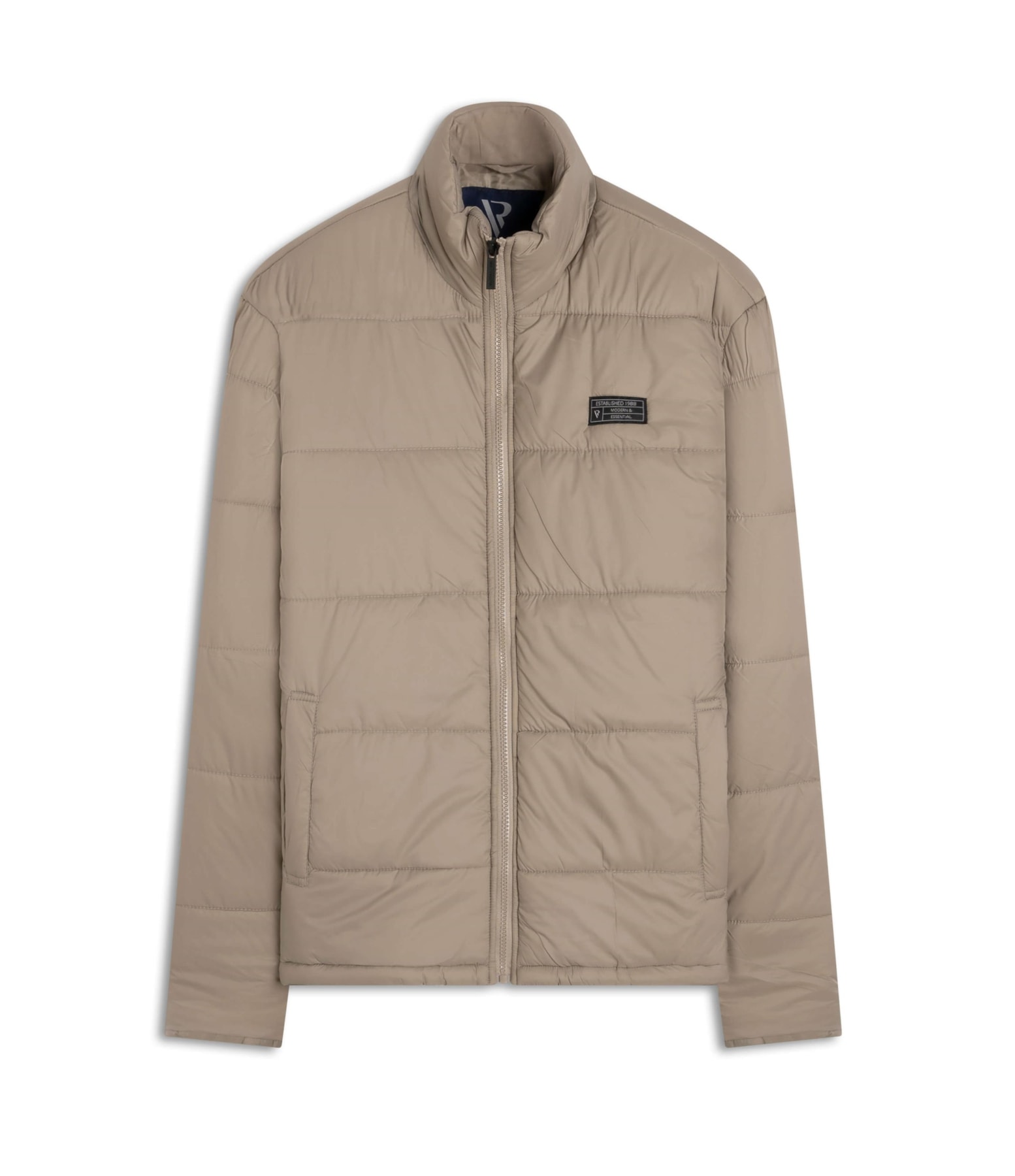 Jaqueta Puffer Bolsos Laterais Caqui