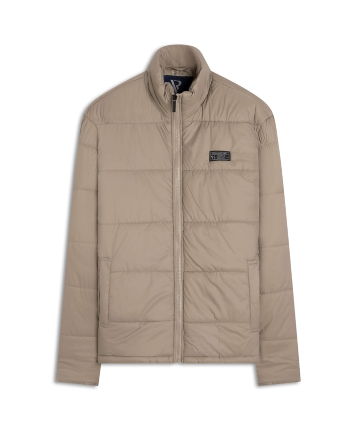 Jaqueta Puffer Bolsos Laterais Caqui
