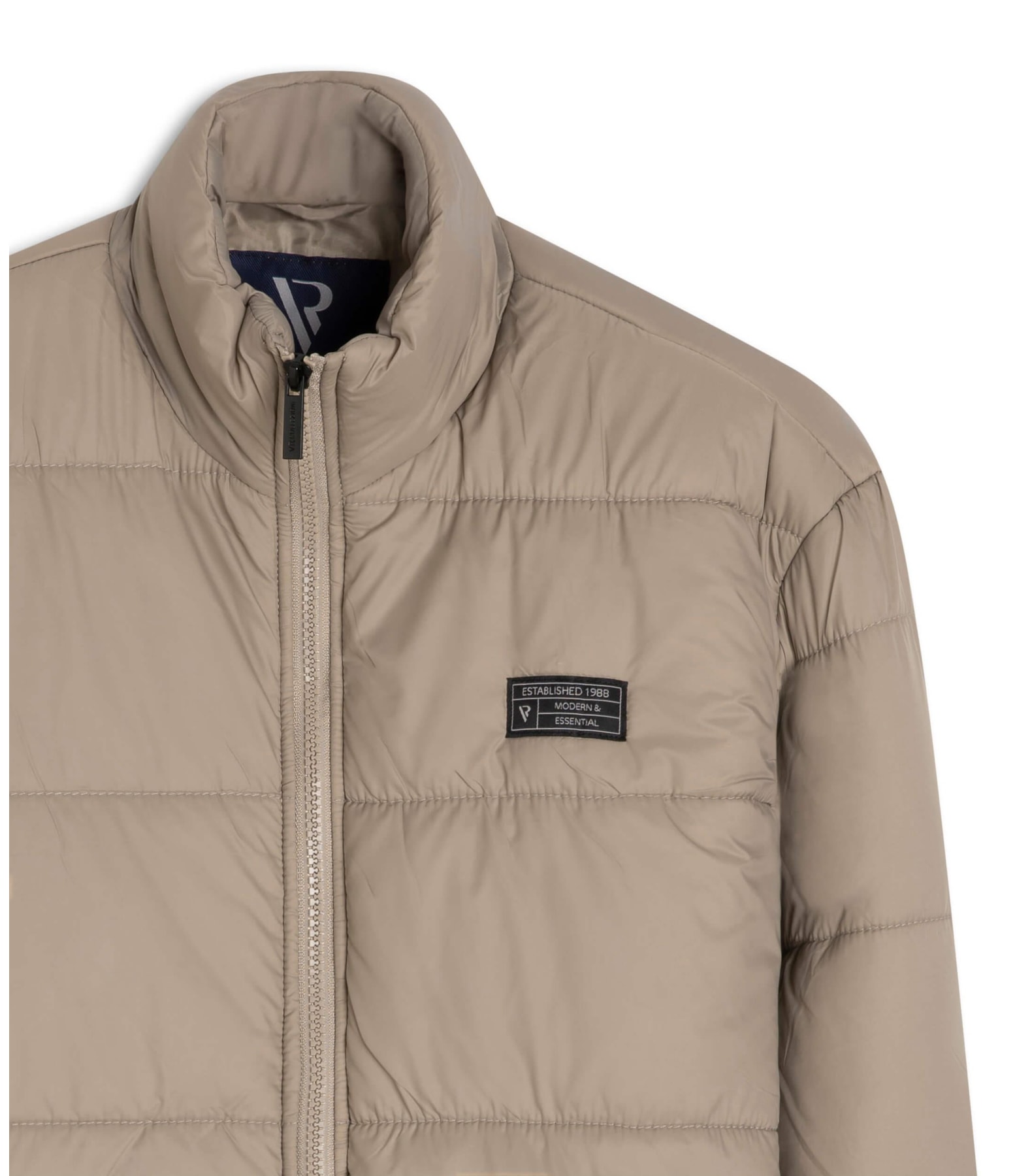 Jaqueta Puffer Bolsos Laterais Caqui