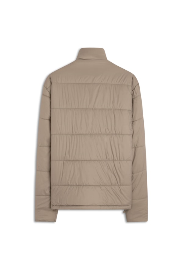 Jaqueta Puffer Bolsos Laterais Caqui