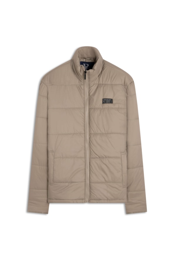 Jaqueta Puffer Bolsos Laterais Caqui