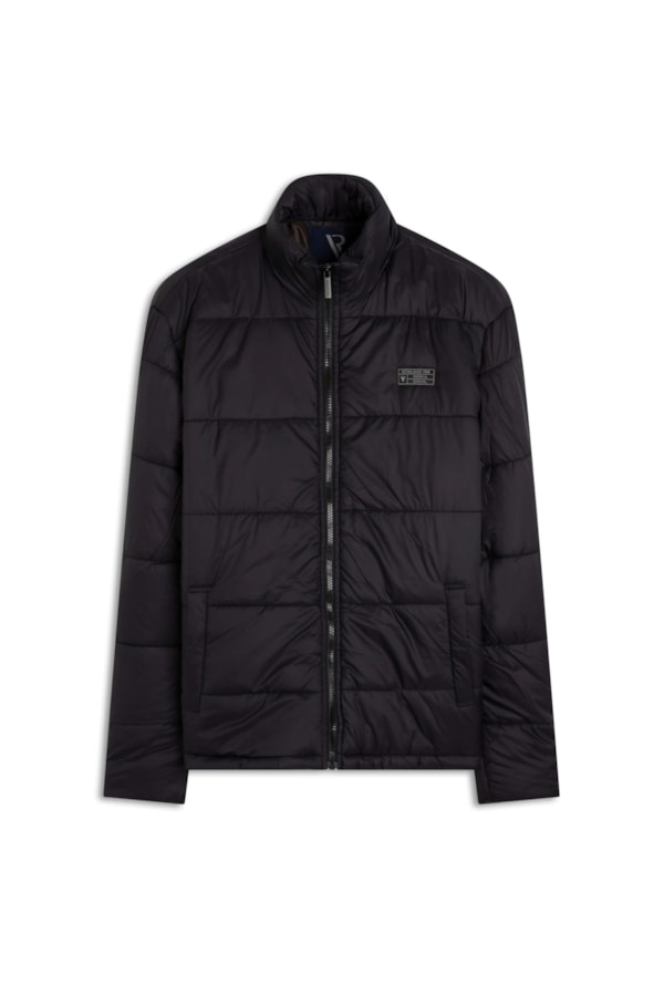 Jaqueta Puffer Bolsos Laterais Preto