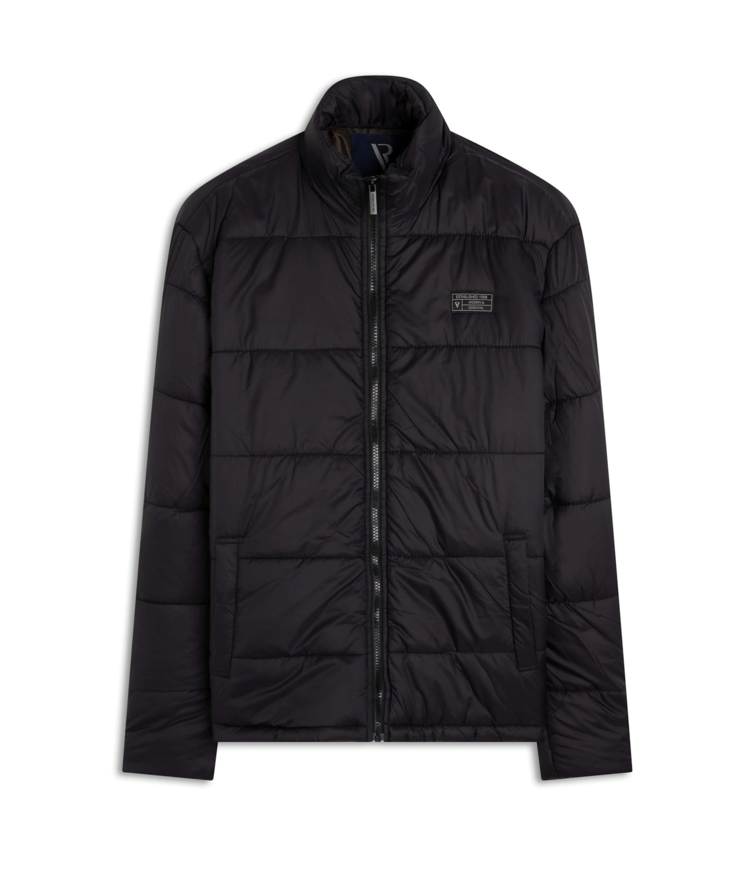 Jaqueta Puffer Bolsos Laterais Preto
