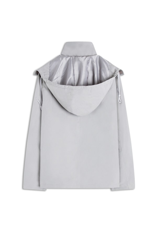 Jaqueta Ribbon Com Capuz Cinza Claro