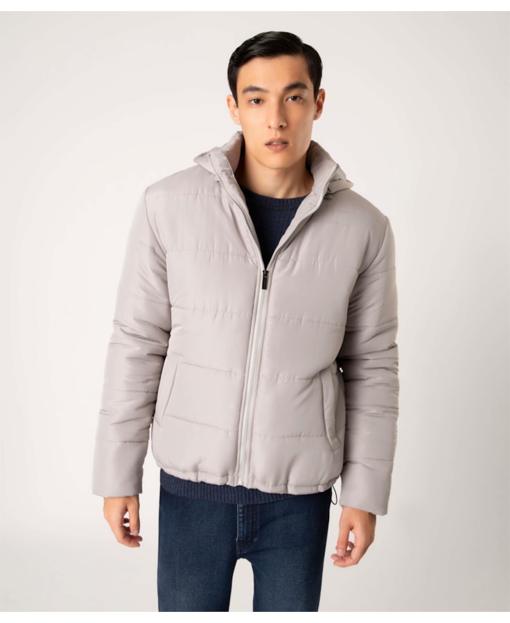 Jaqueta Ribbon Hood Cinza Claro