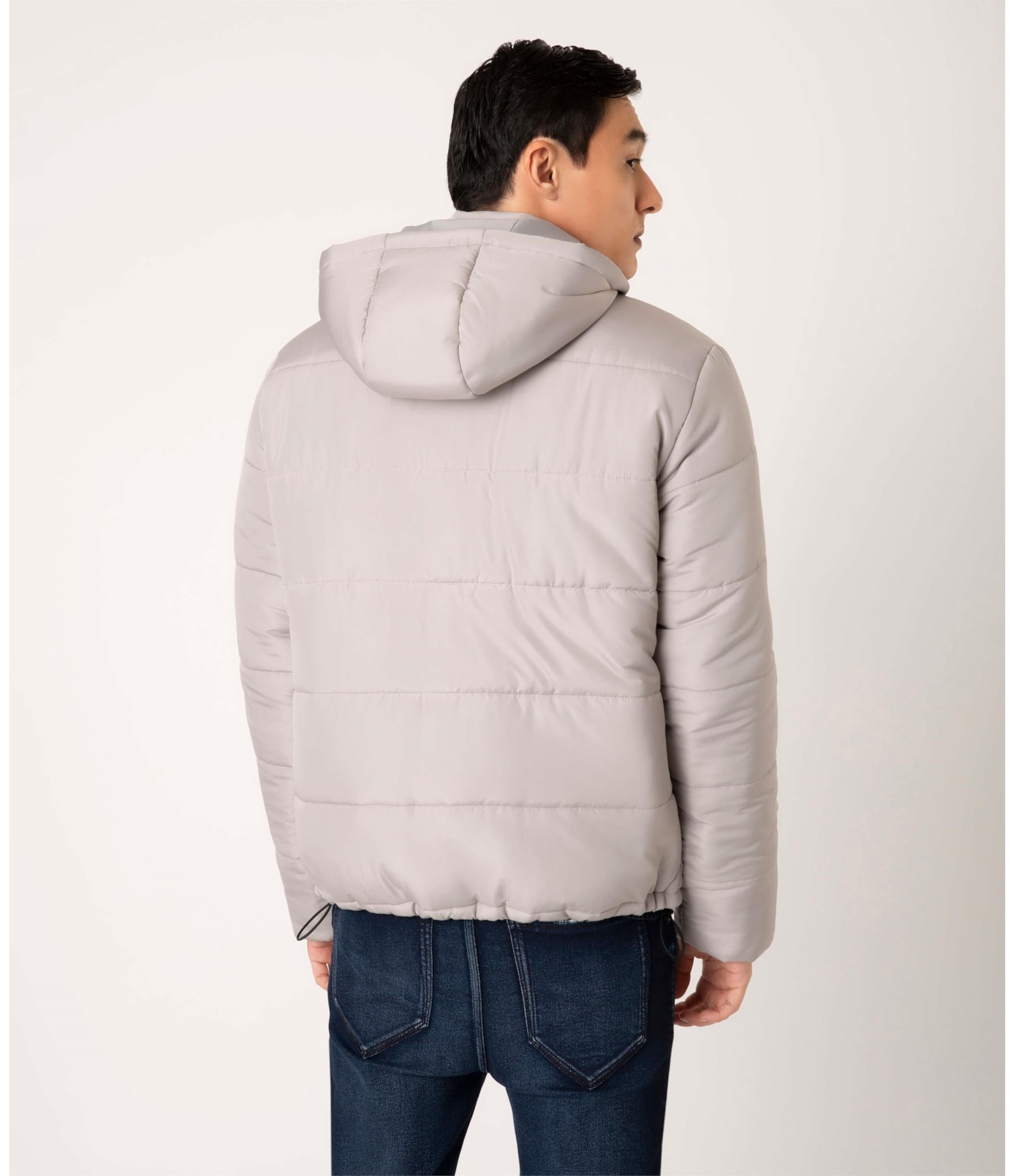 Jaqueta Ribbon Hood Cinza Claro