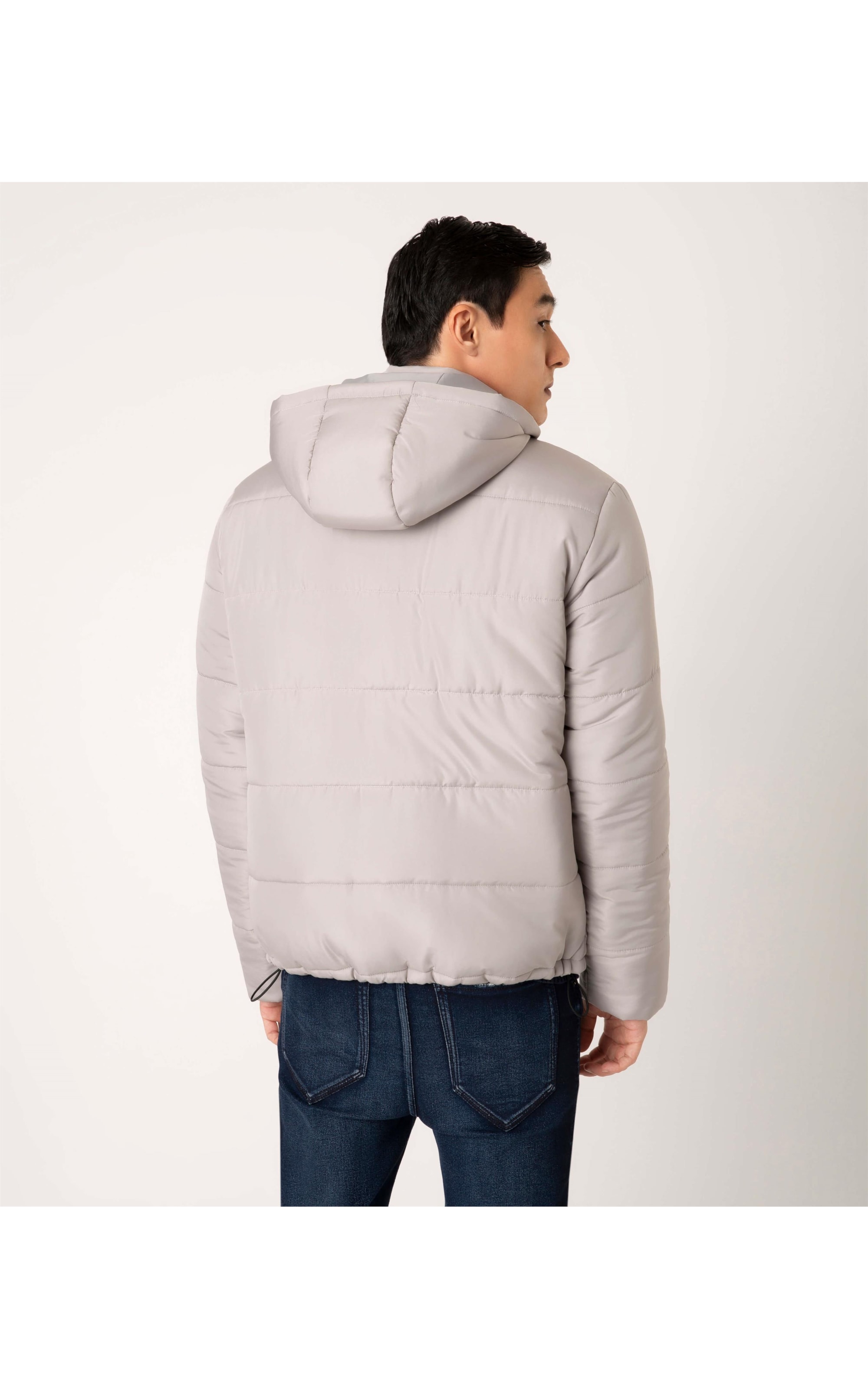 Jaqueta Ribbon Hood Cinza Claro