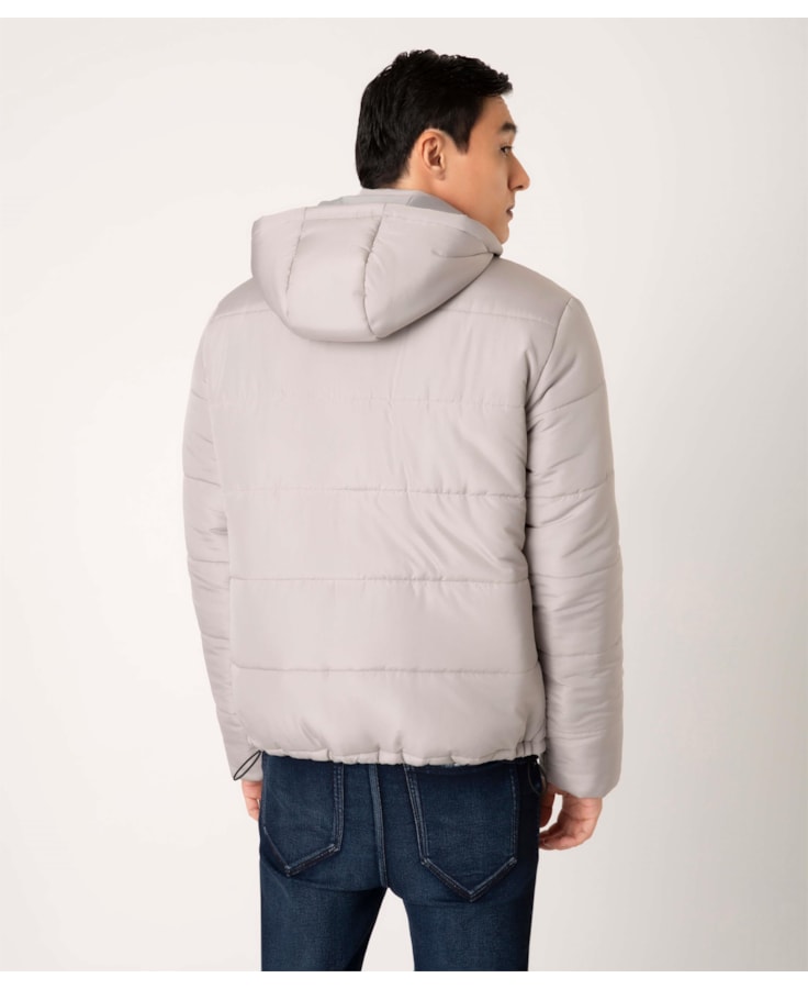Jaqueta Ribbon Hood Cinza Claro