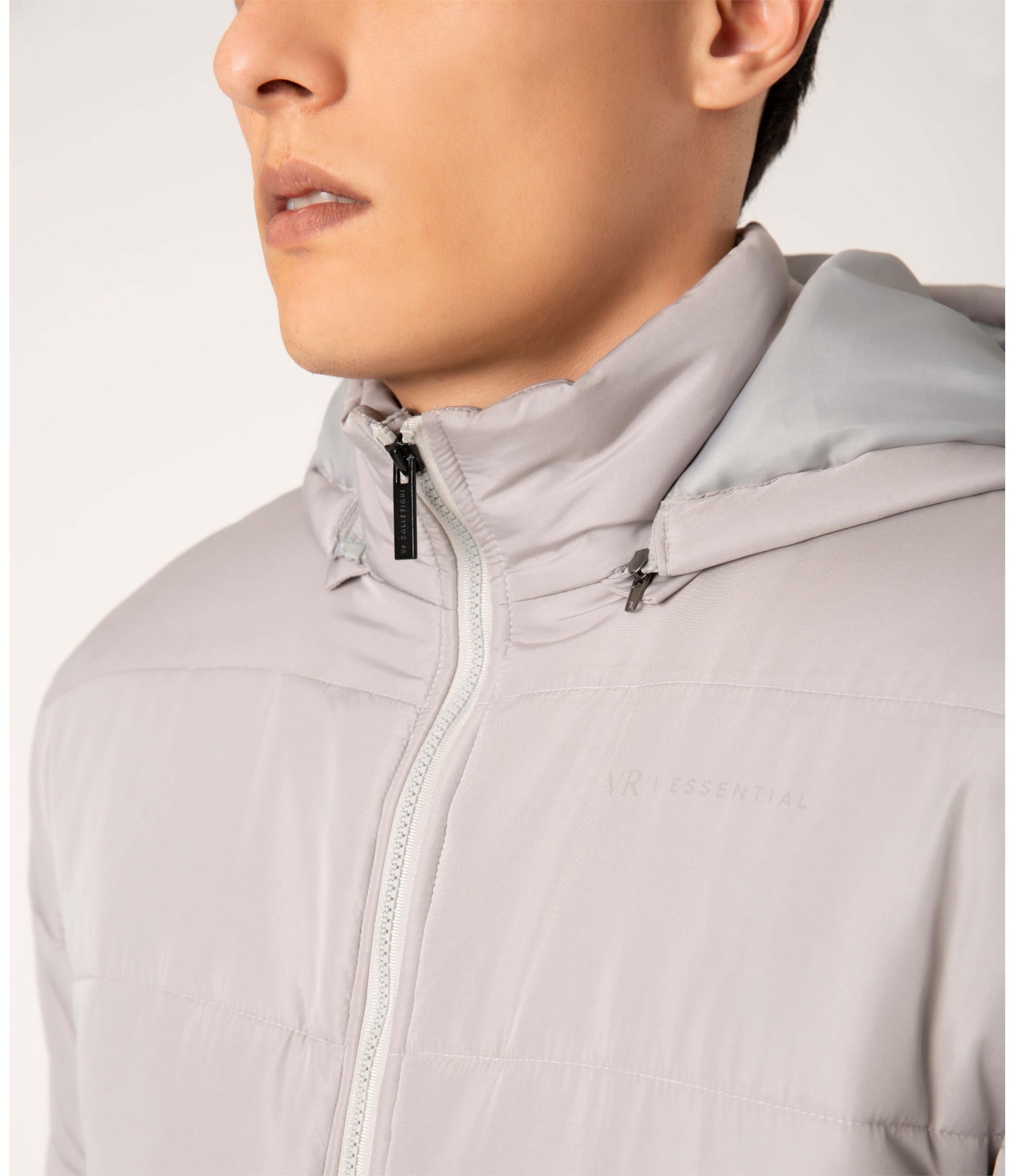 Jaqueta Ribbon Hood Cinza Claro