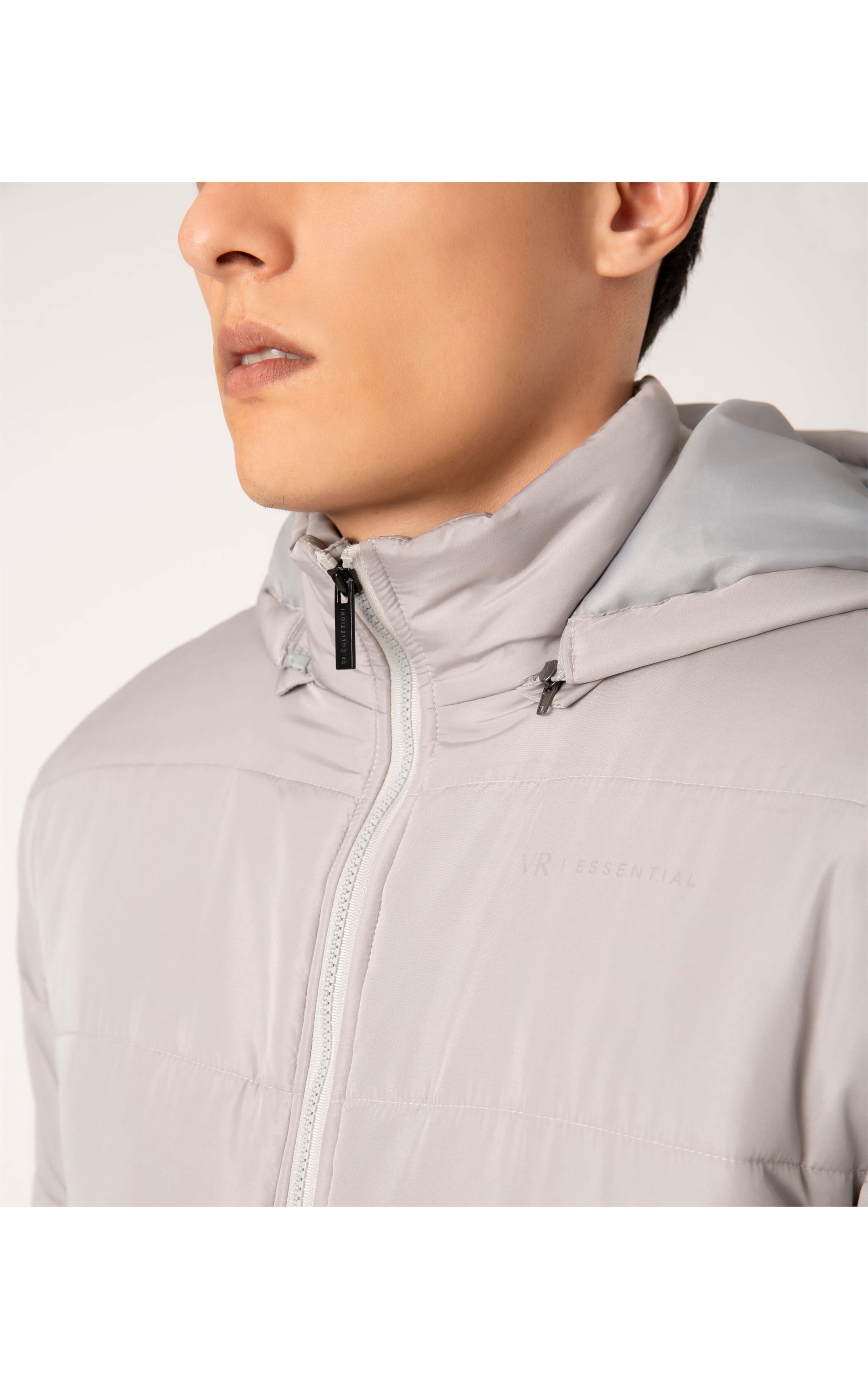 Jaqueta Ribbon Hood Cinza Claro